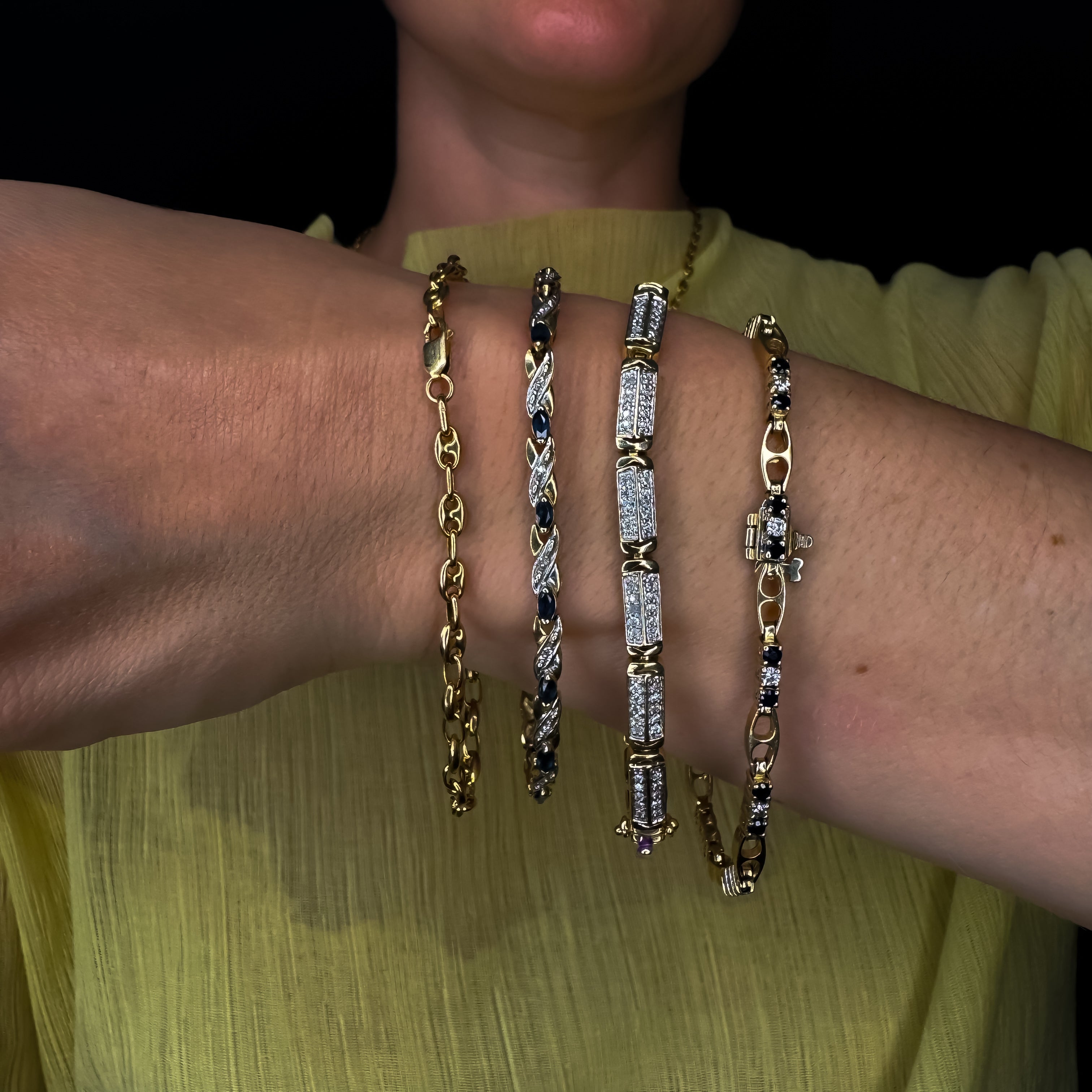 vintage 7.5" Puffy Mariner Chain Bracelet