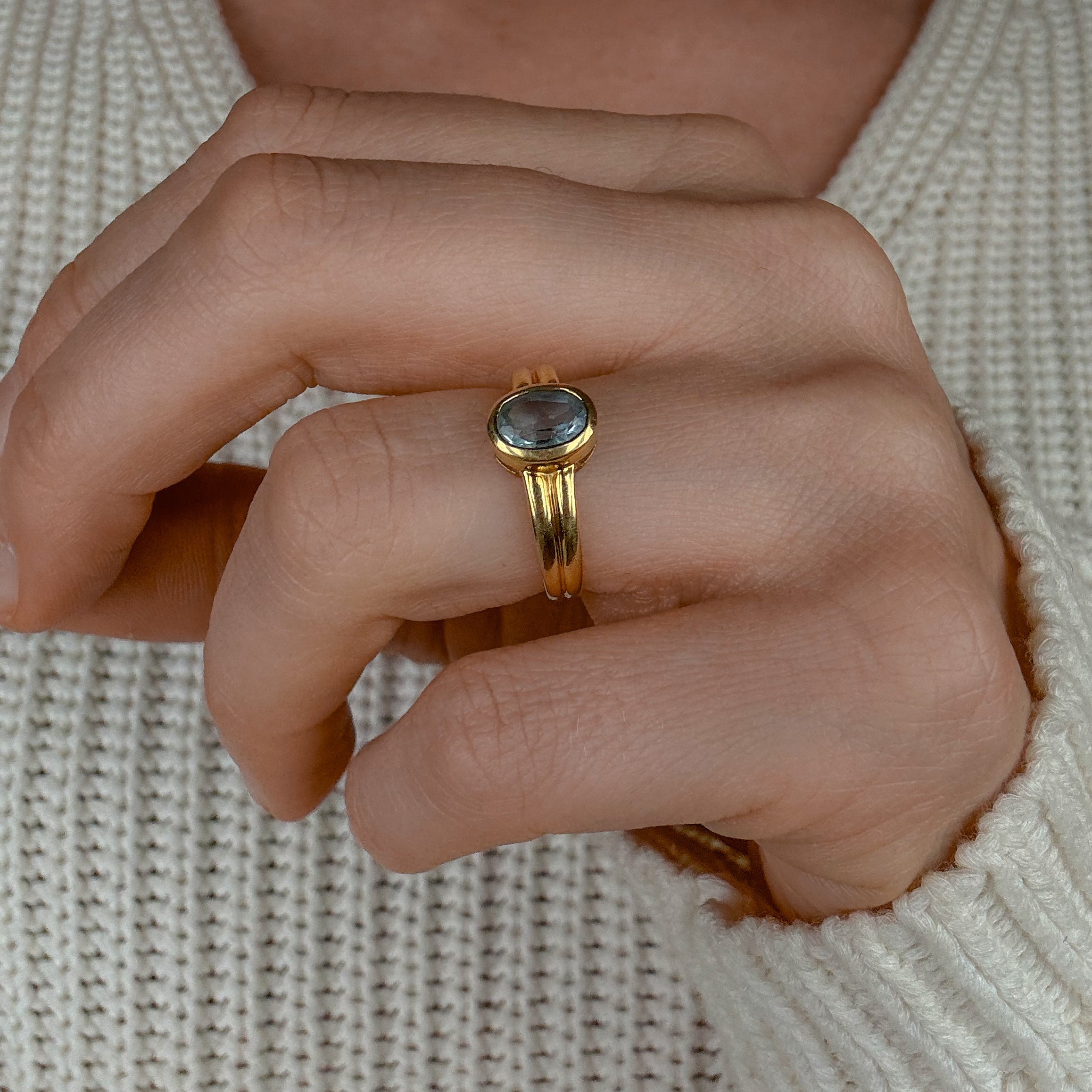 Bezel Set Aquamarine Ring