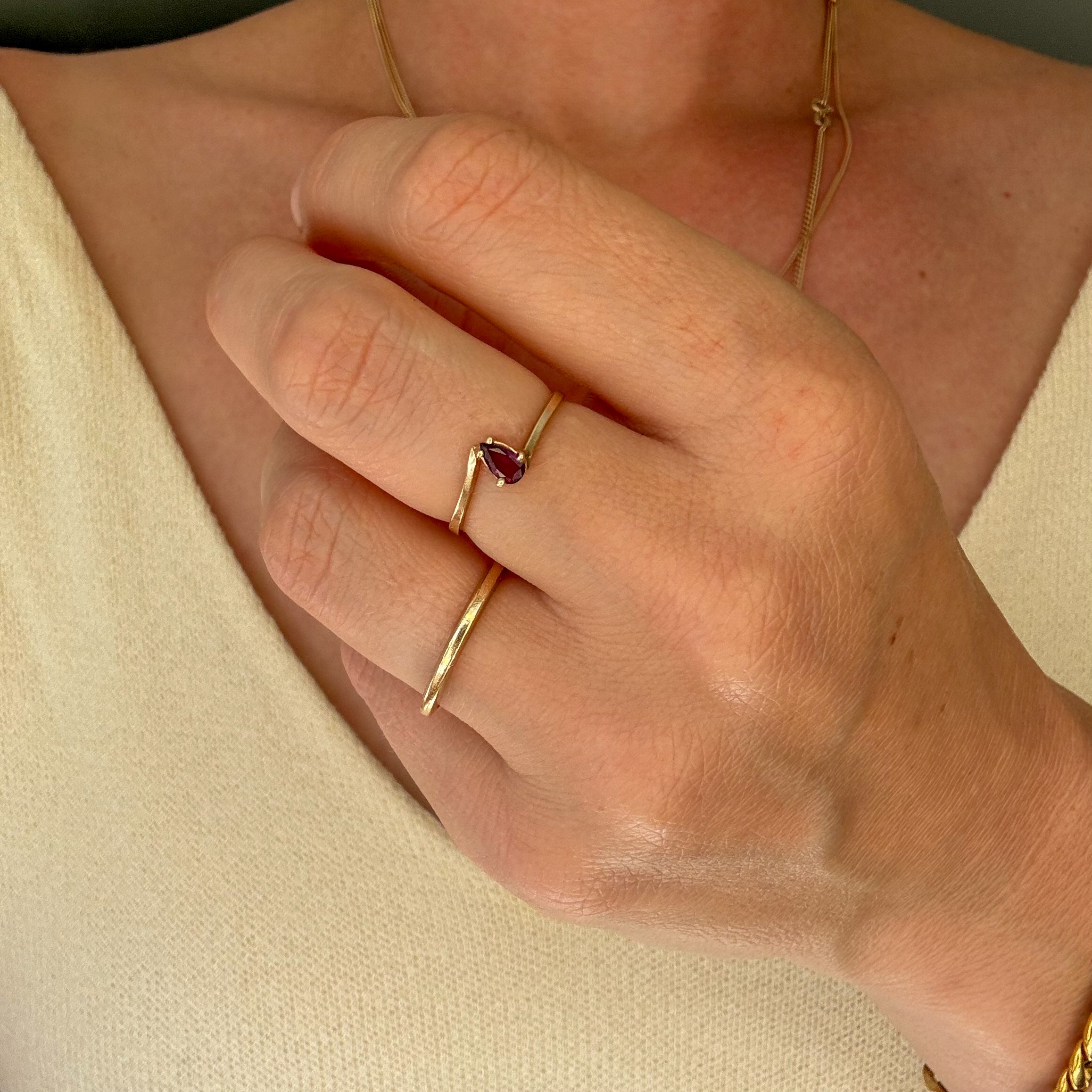 Pear Cut Garnet Ring