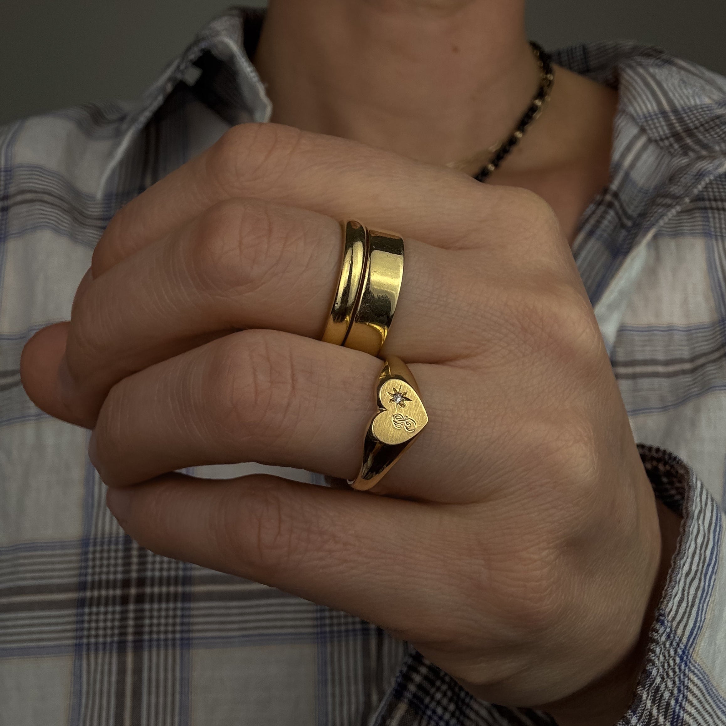'P' Heart Signet Ring