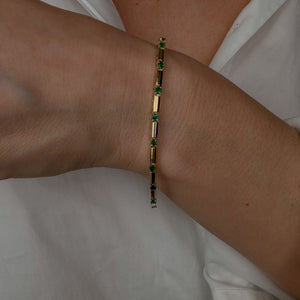 7" Gold Bar and Emerald Bracelet