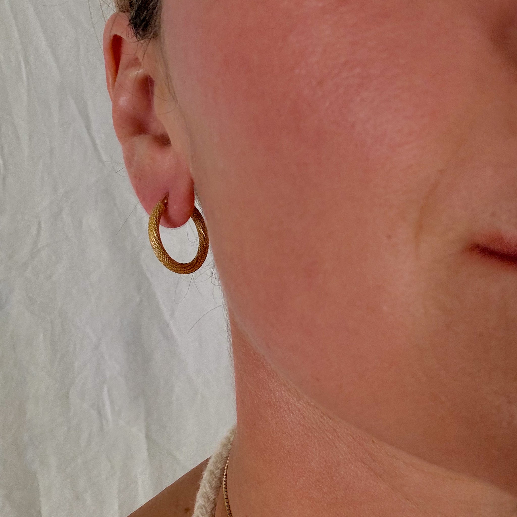 22.2 mm Microbeaded Gold Hoops