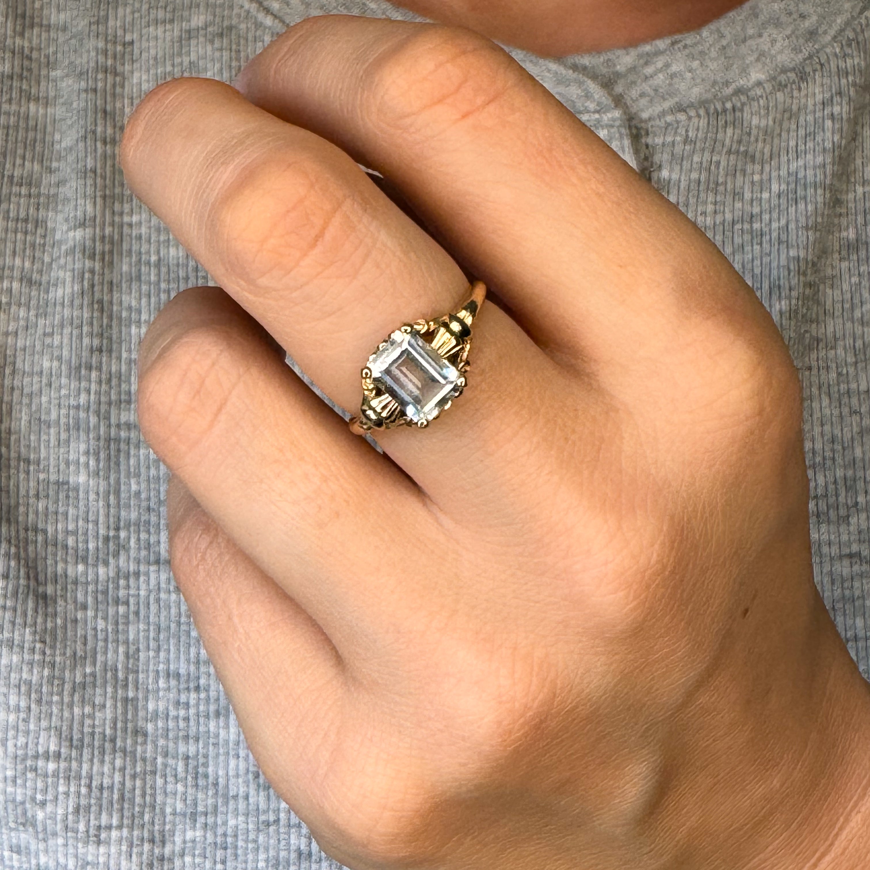 Emerald Cut Aquamarine Ring
