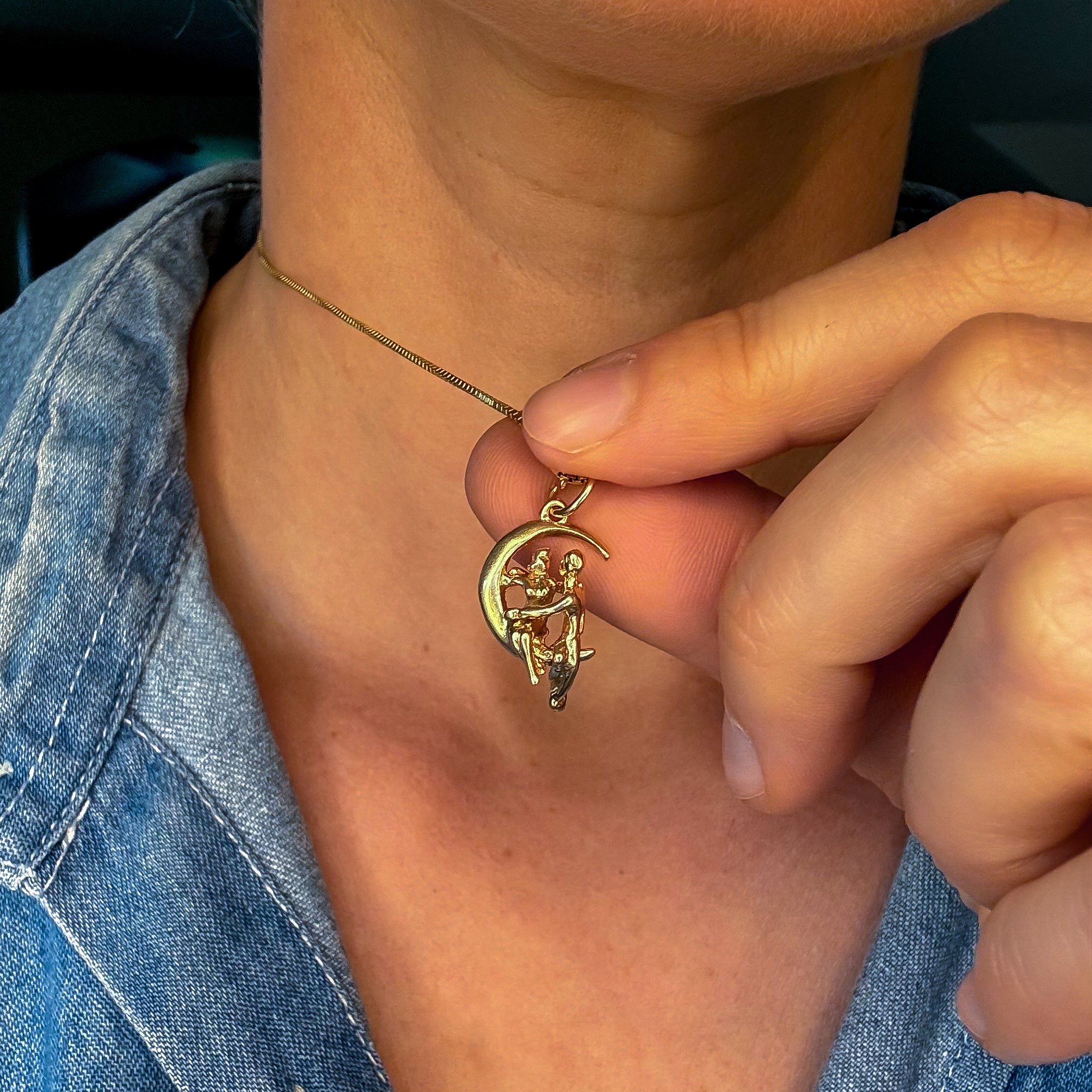 Articulated Couple on the Moon Pendant