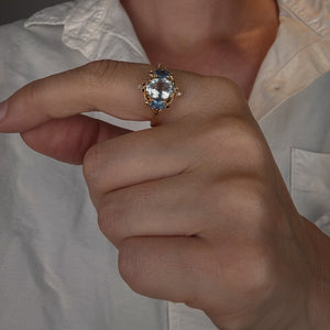 Ornate Blue Gradient Trilogy Ring