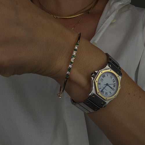 65mm Emerald and Diamond Bangle
