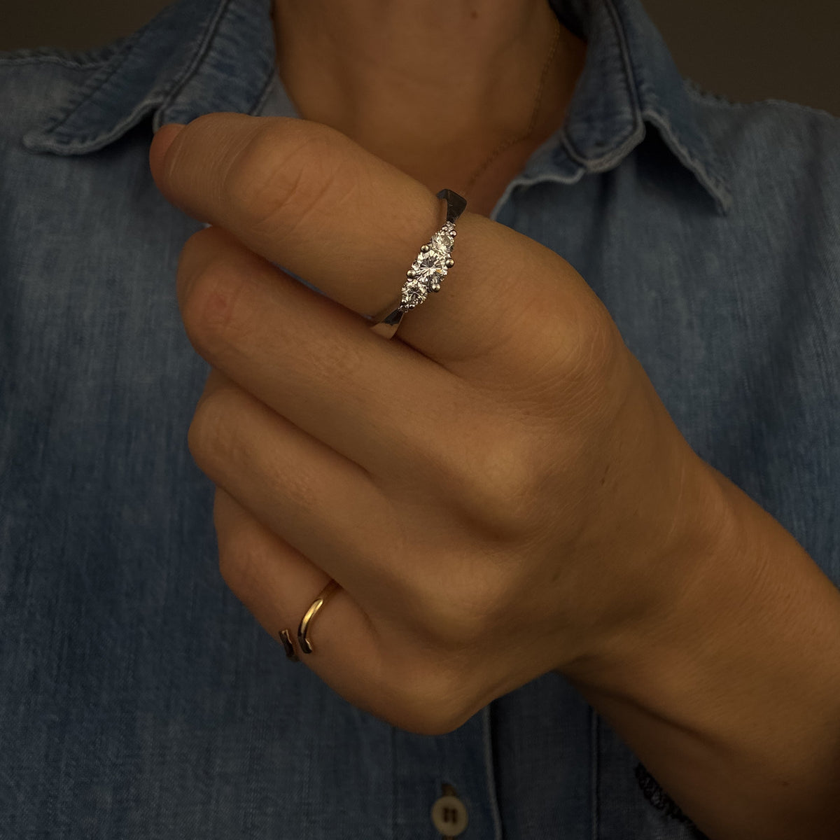 White Gold Five Stone Diamond Ring