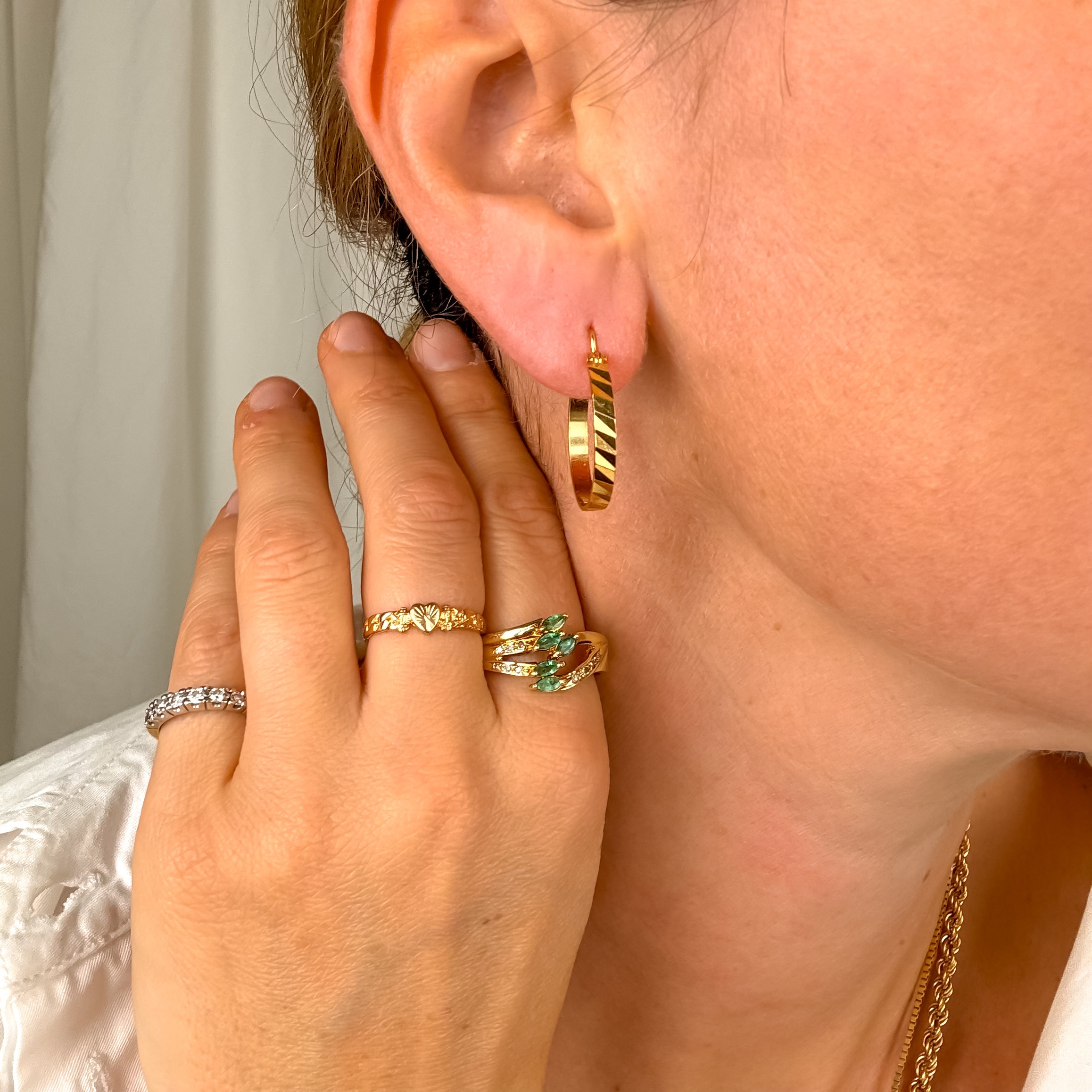 24 mm Modern Scallop Gold Hoops