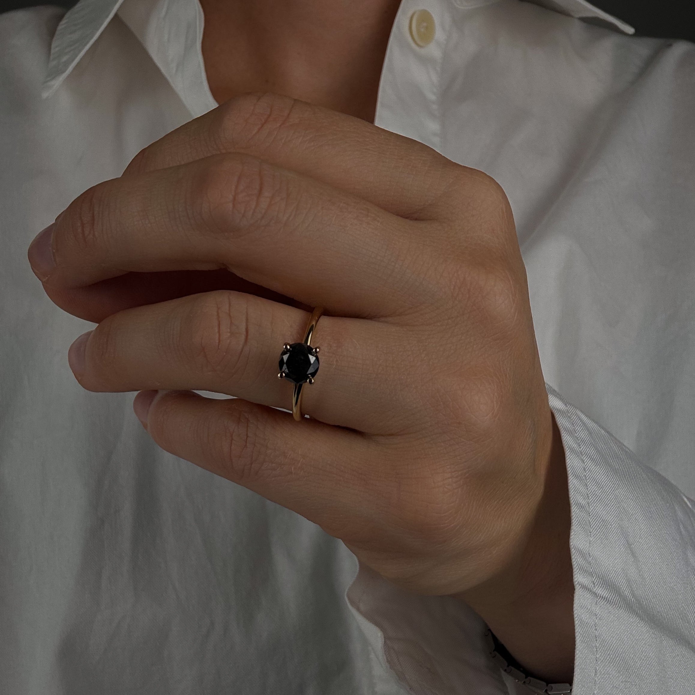 Black Diamond Solitaire Ring