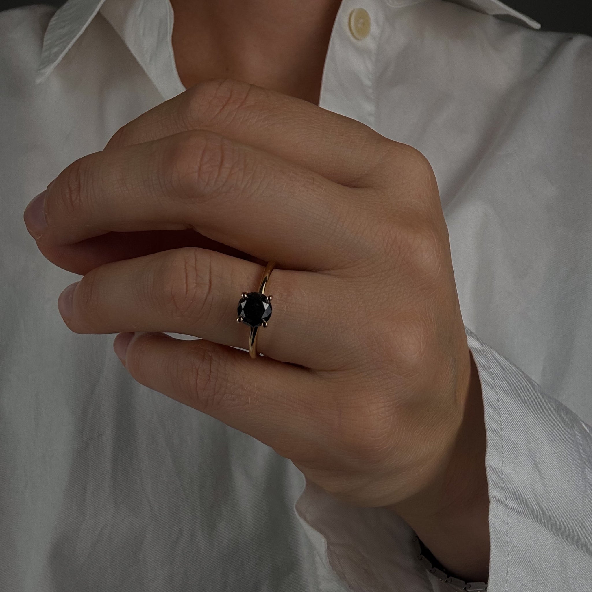 Black Diamond Solitaire Ring
