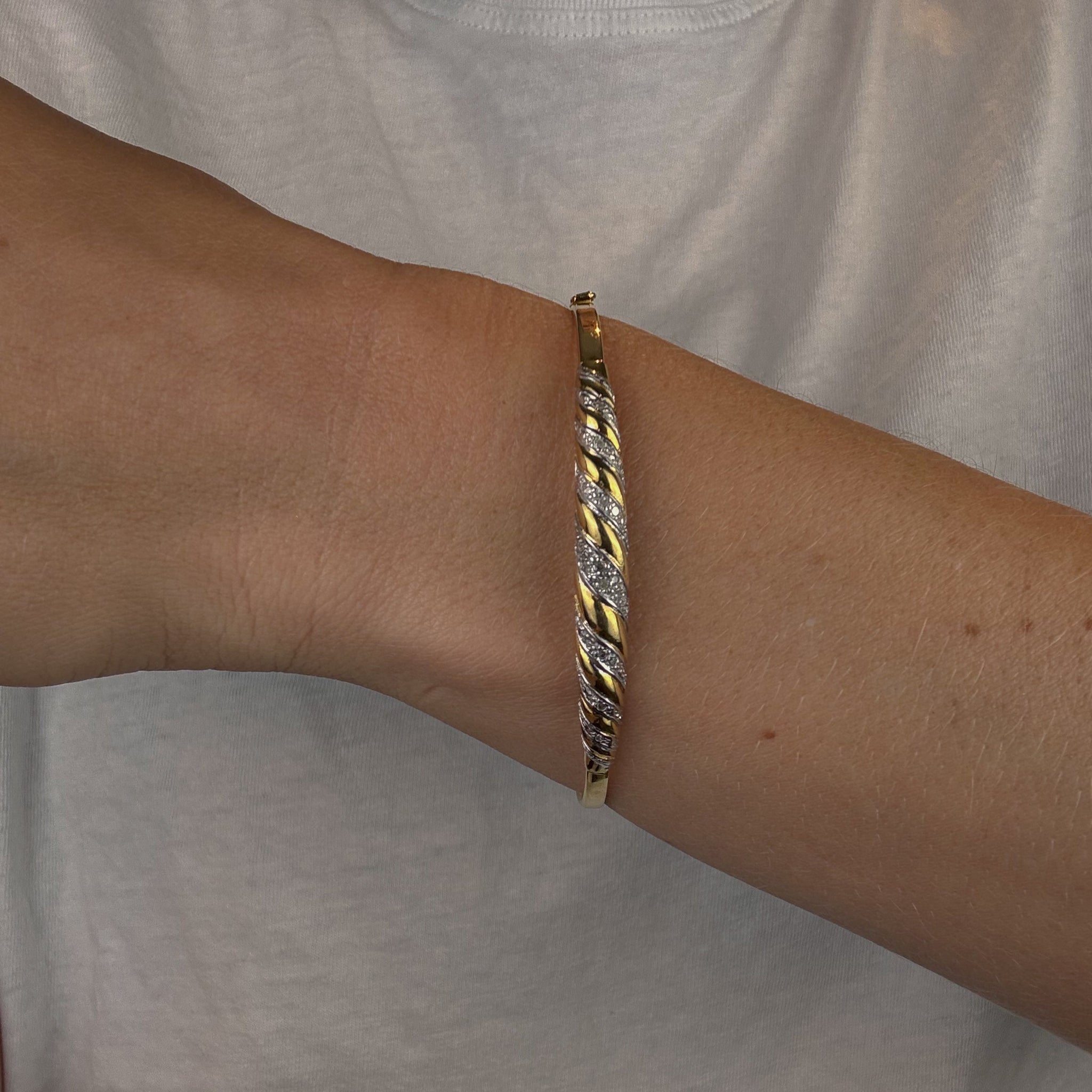 62mm Two-Toned Diamond Accent Bangle
