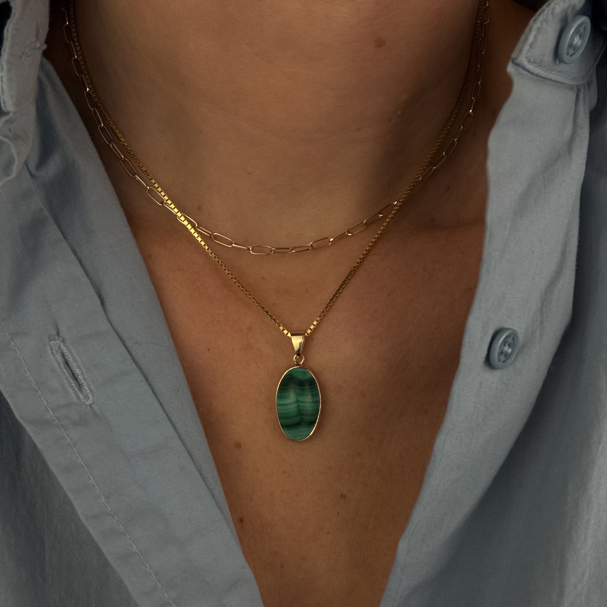 Bezel Set Malachite Pendant