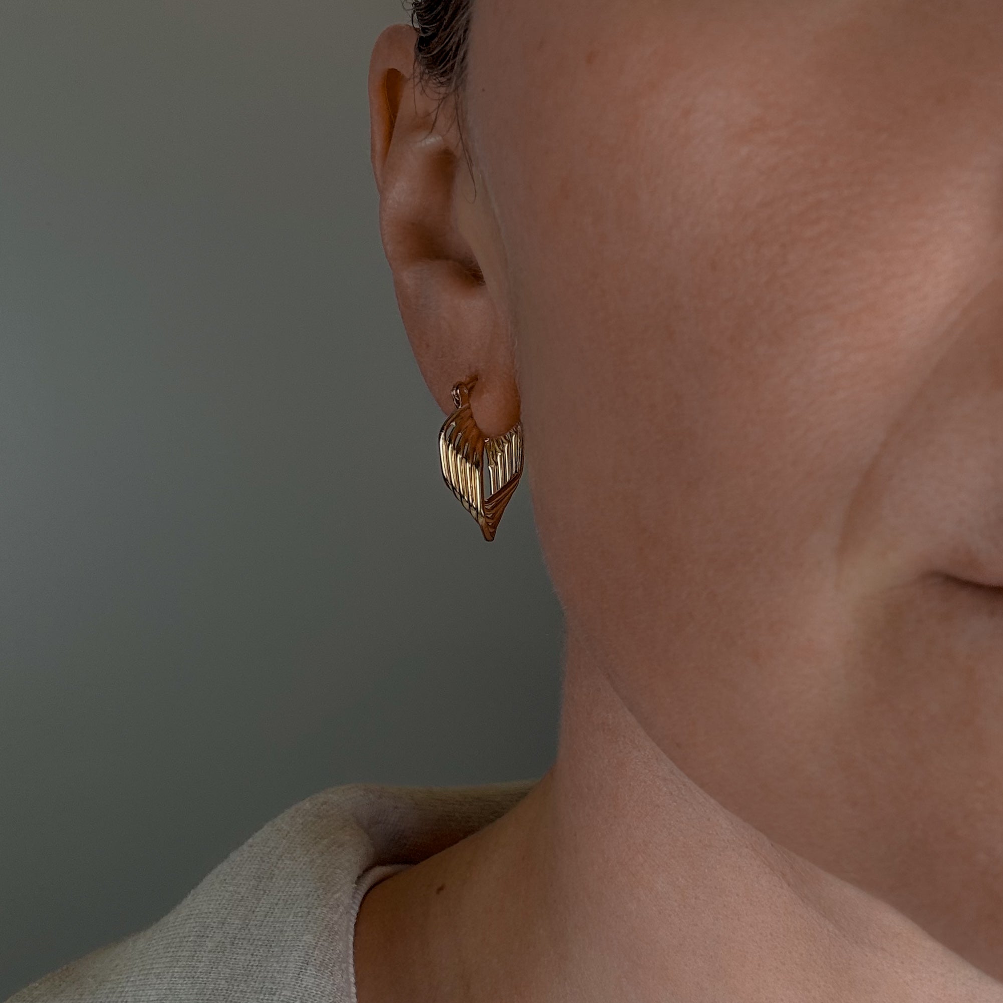 23.8 mm Multi Hexagonal Gold Hoop Earrings