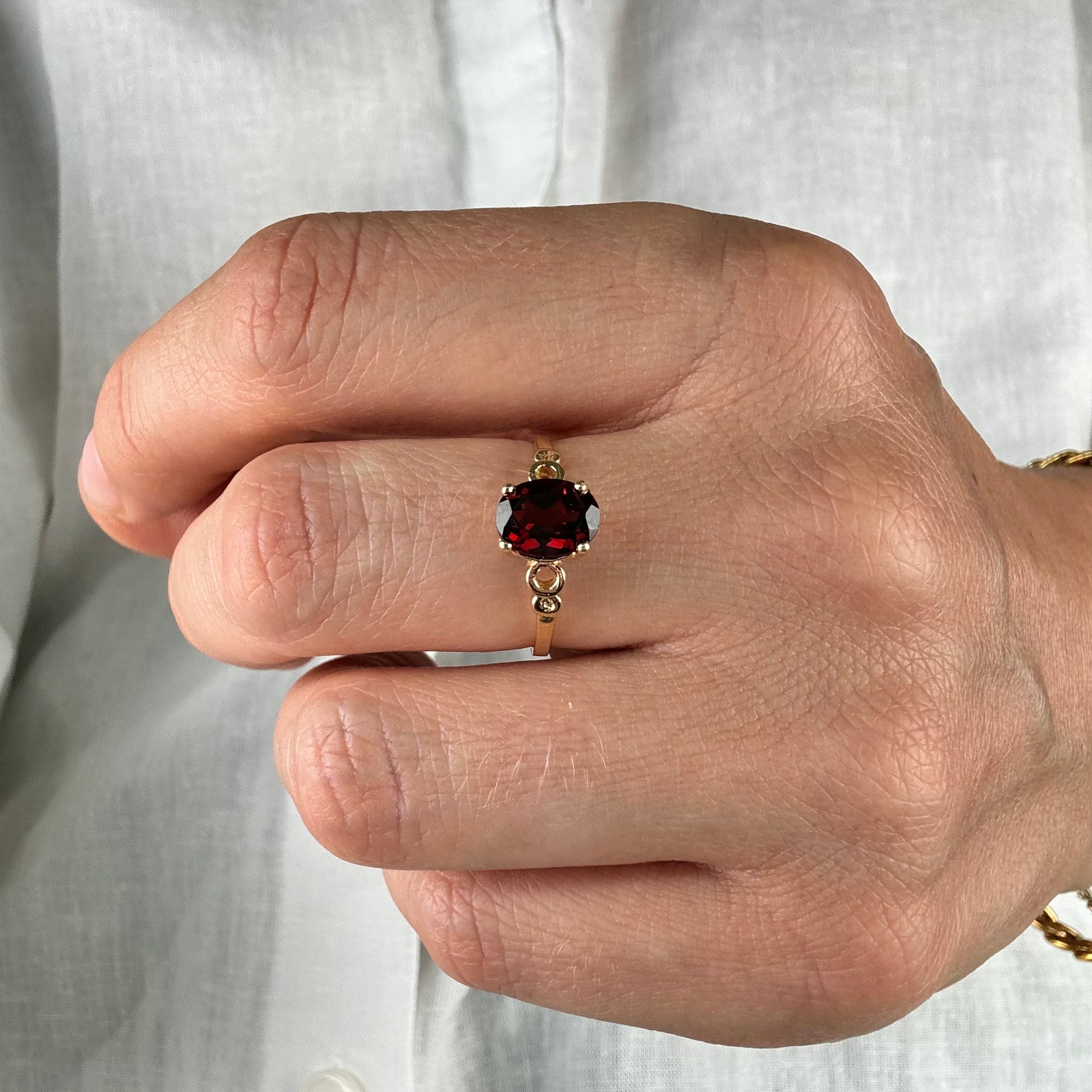 Solitaire Garnet Ring