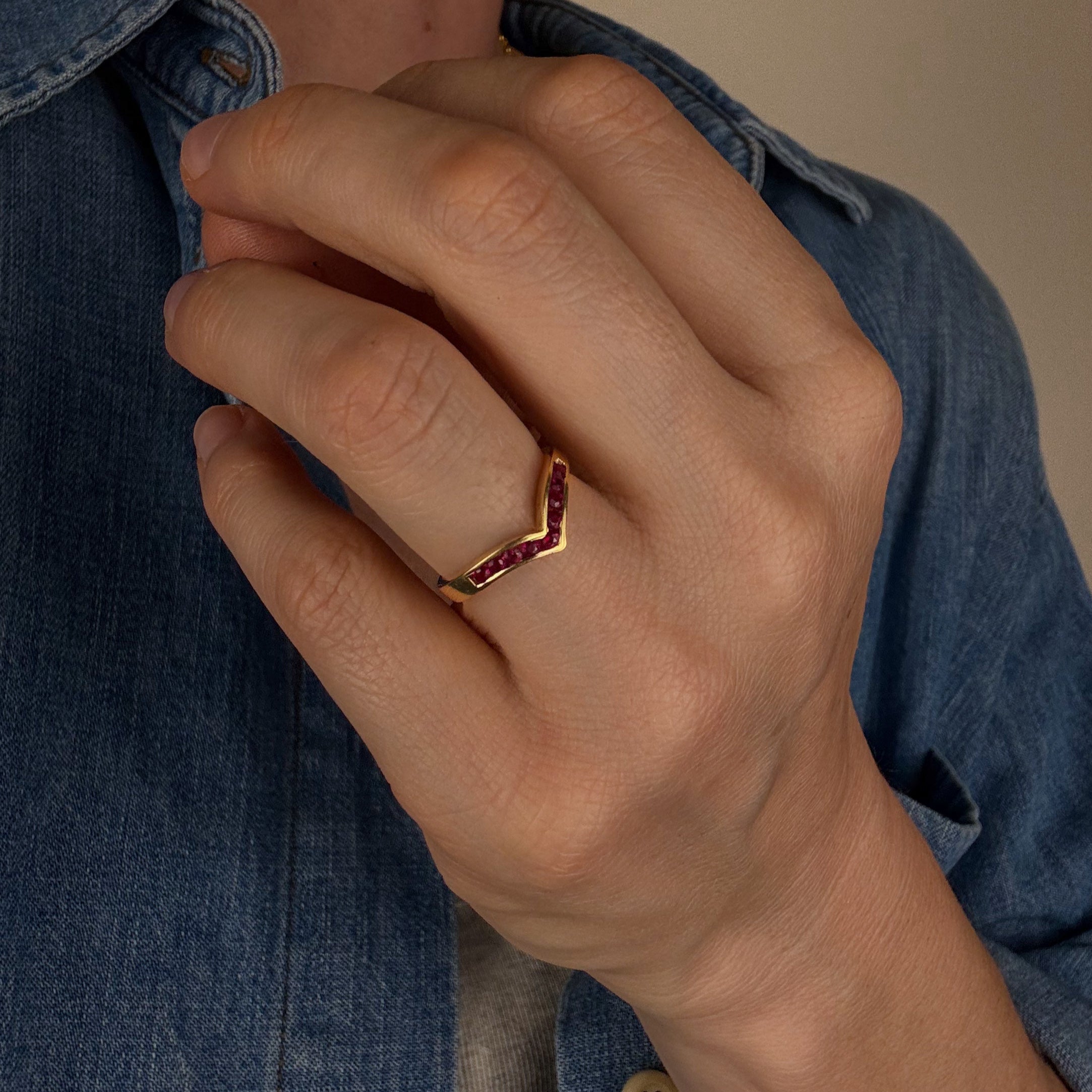 Ruby Wishbone Ring
