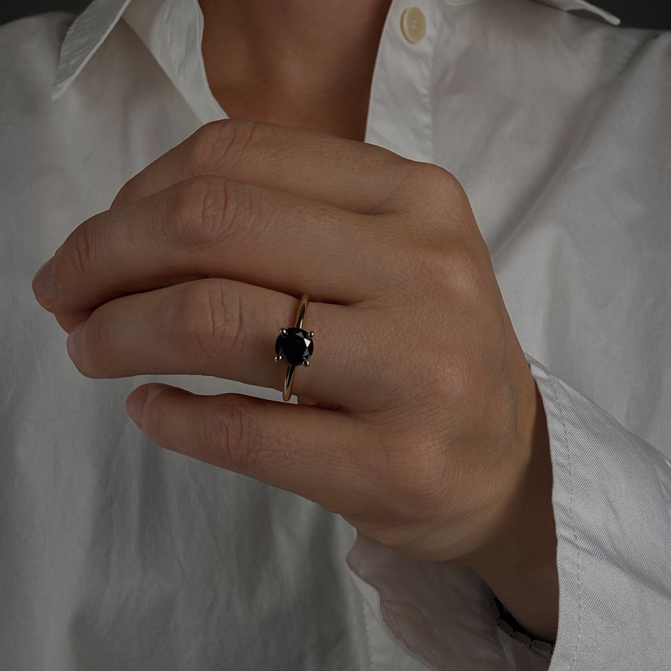 Black Diamond Solitaire Ring
