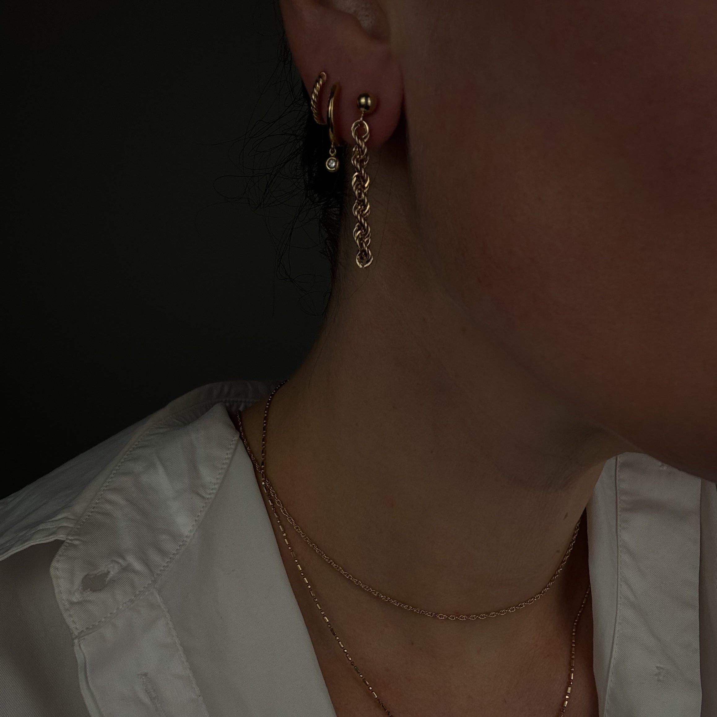 Dangling Rope Stud Earrings
