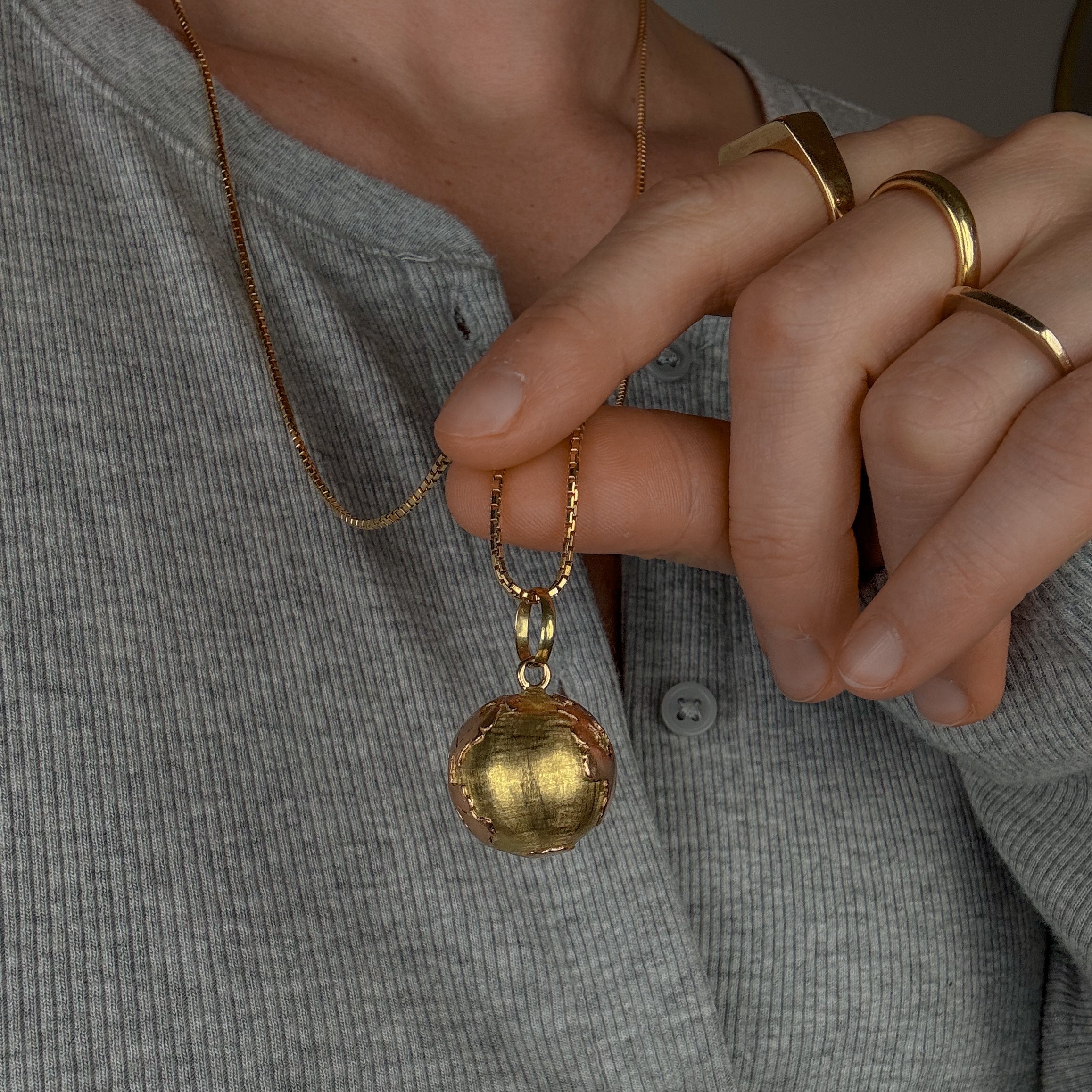 Two-Tone Gold Globe Pendant