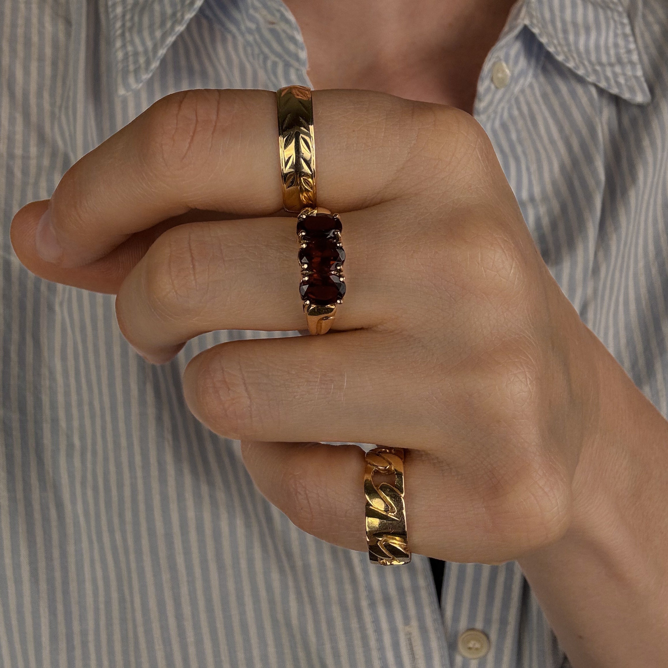 Garnet Trilogy Ring