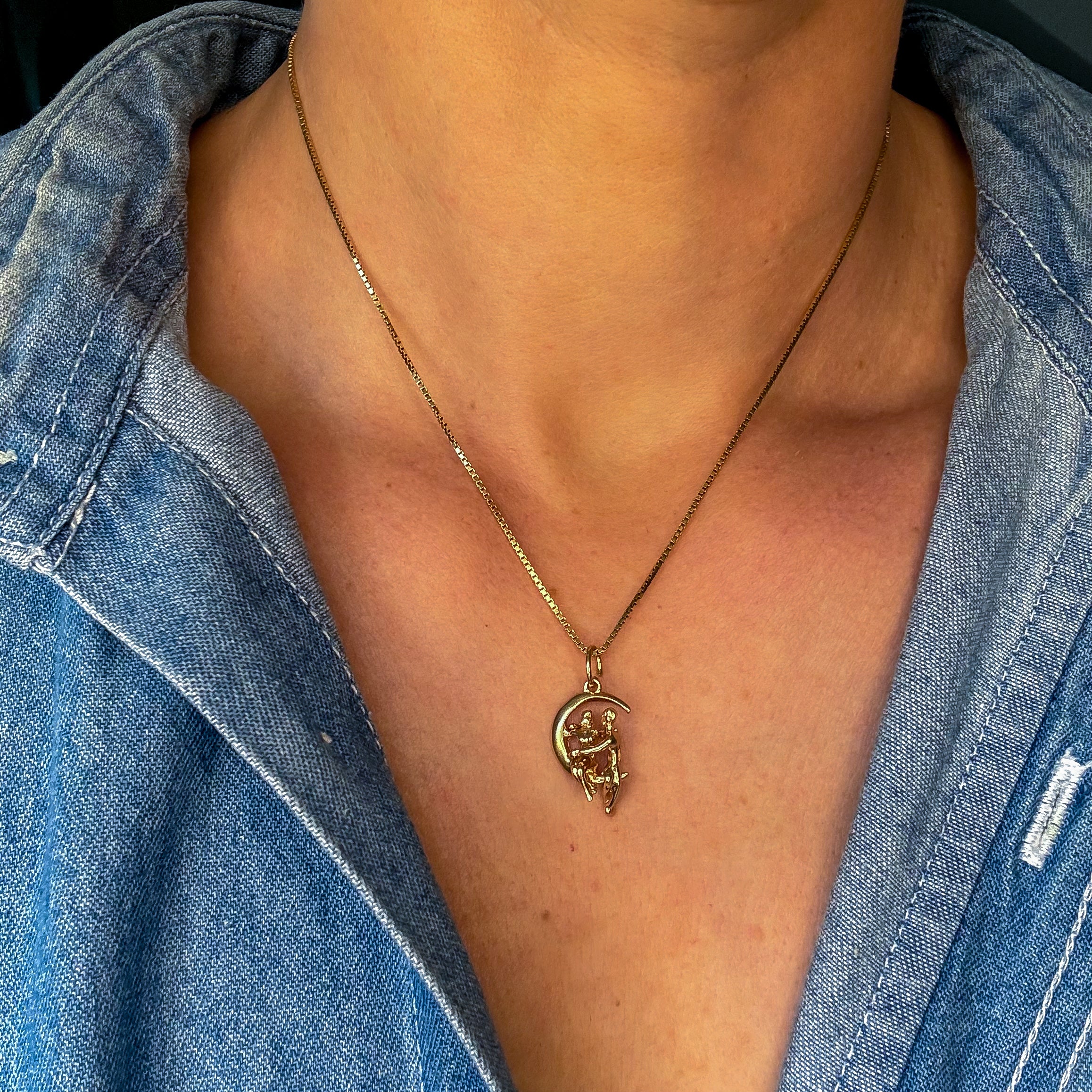 Articulated Couple on the Moon Pendant
