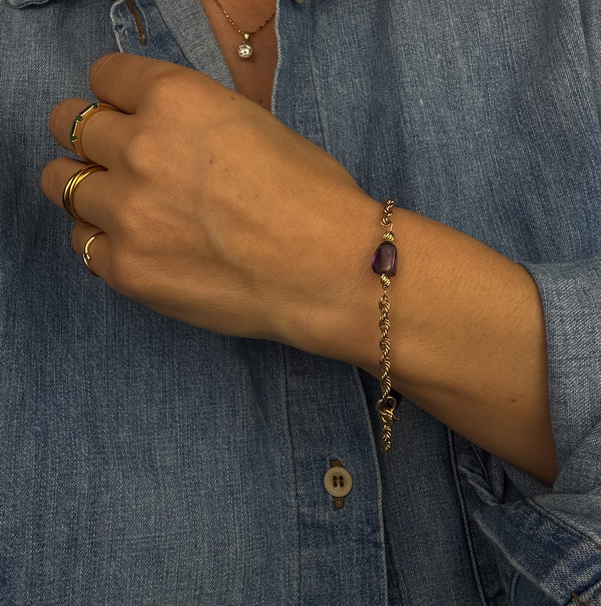 8" Amethyst Rope Bracelet