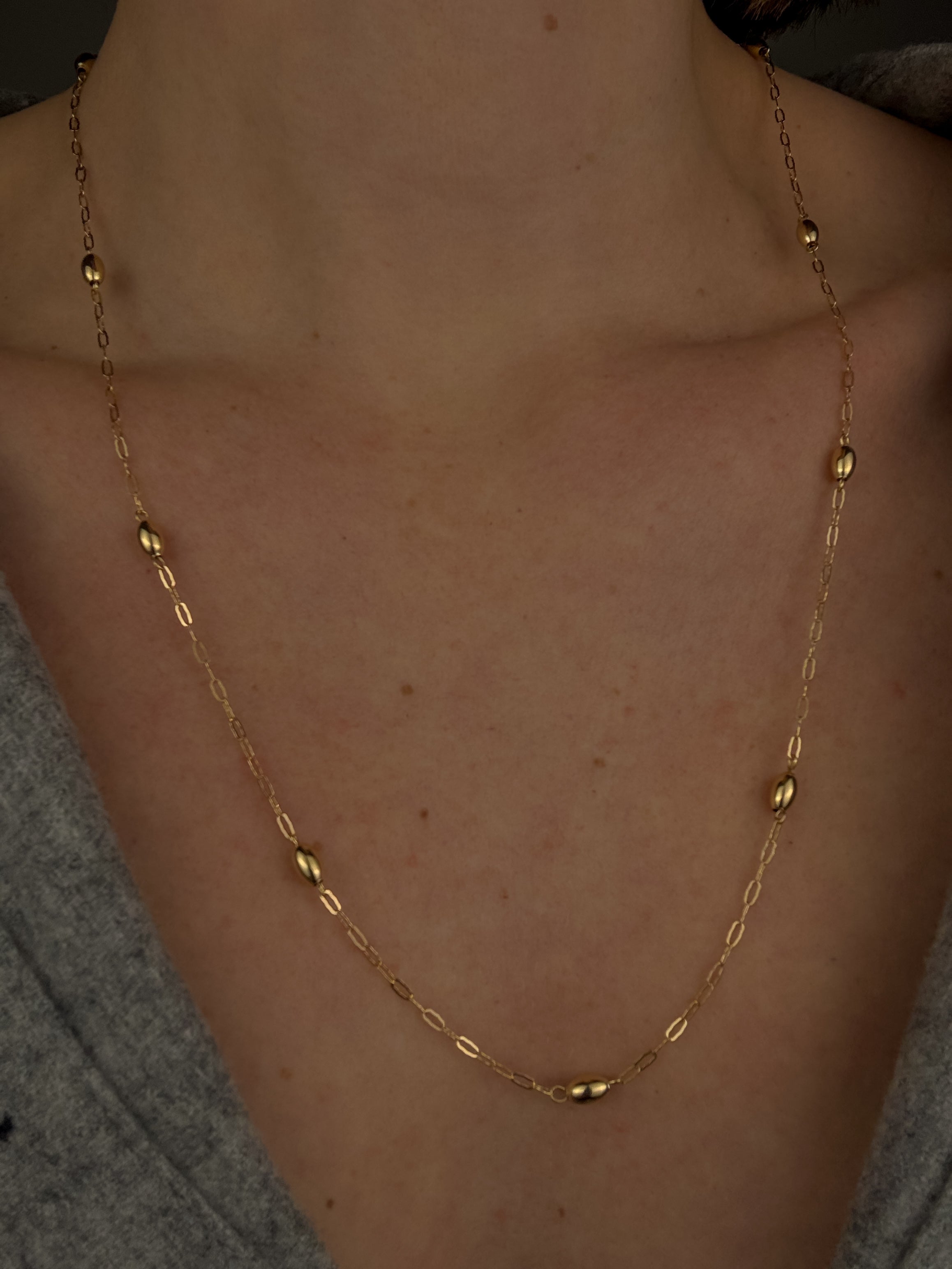 Cable Link Necklace with Ball Details
