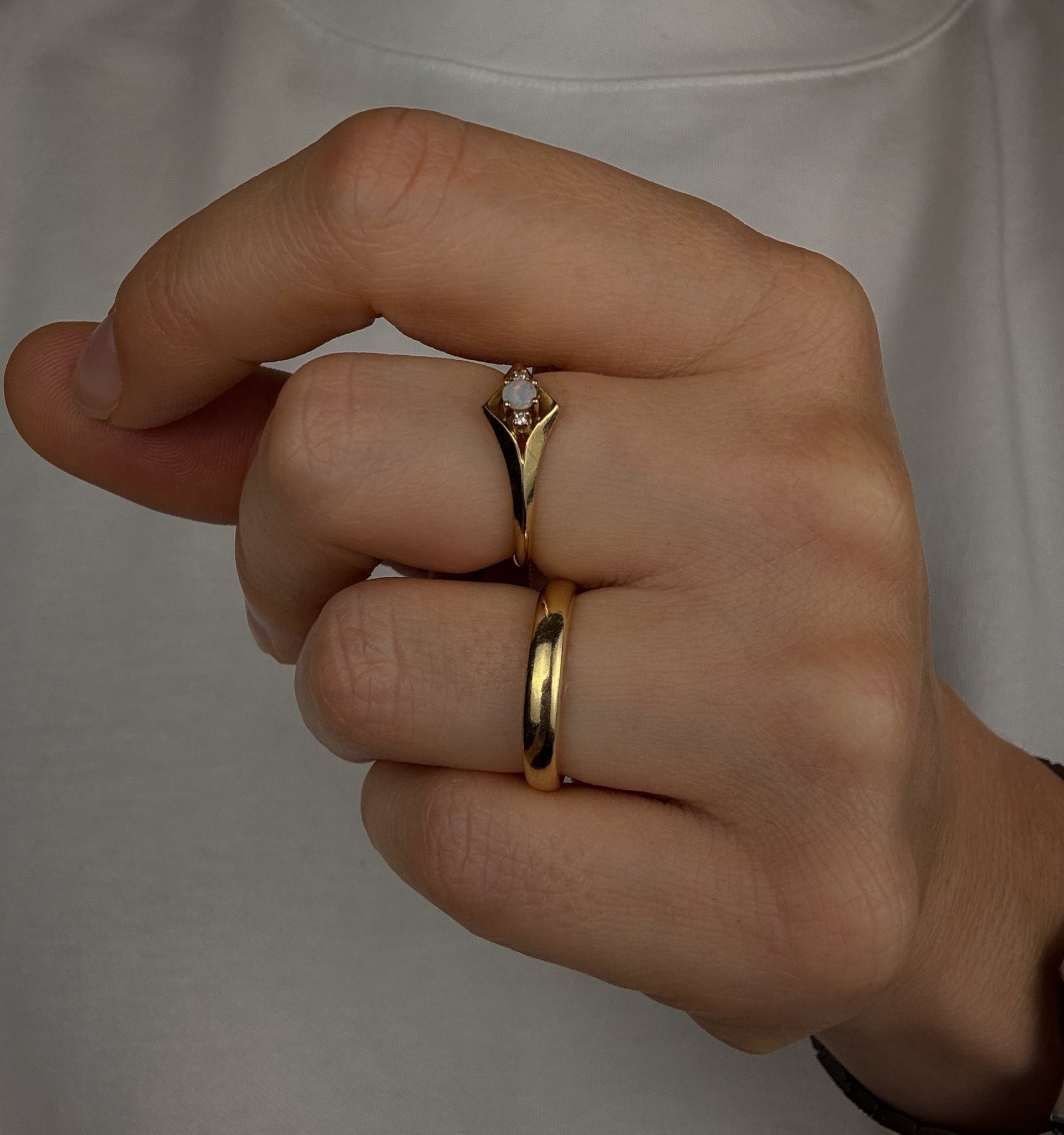 Dainty Opal and Diamond Ring