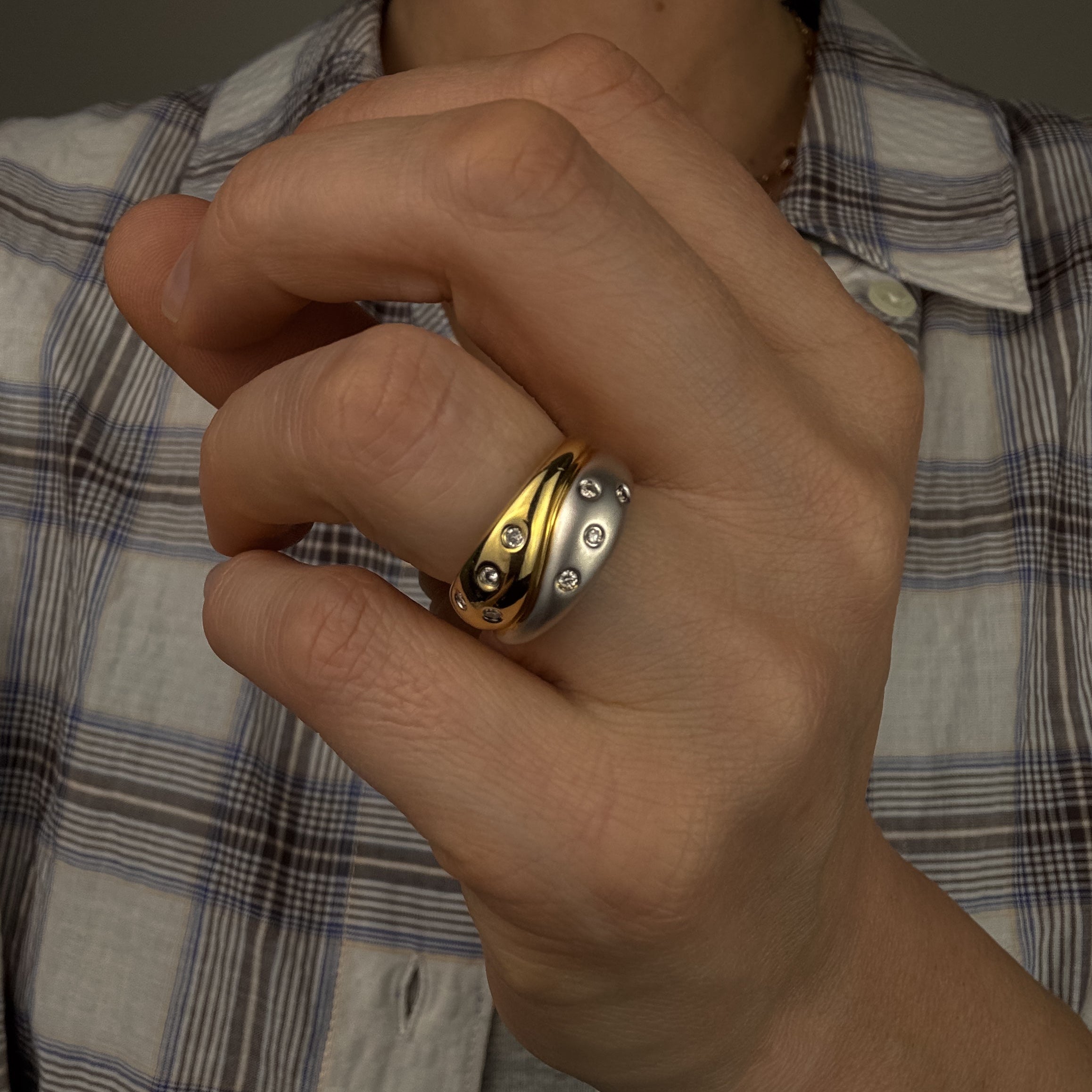 Two-Tone Diamond Bypass Ring