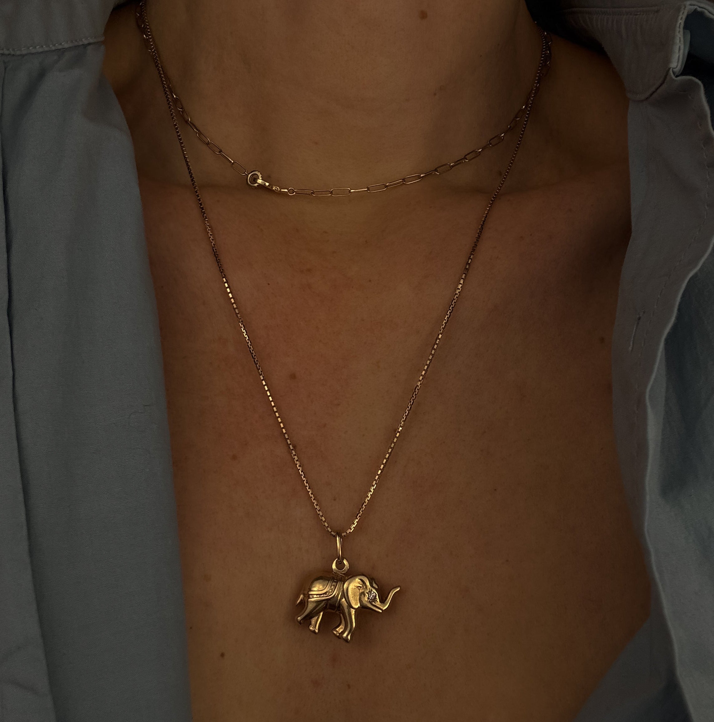 Elephant Charm with Diamond Eyes