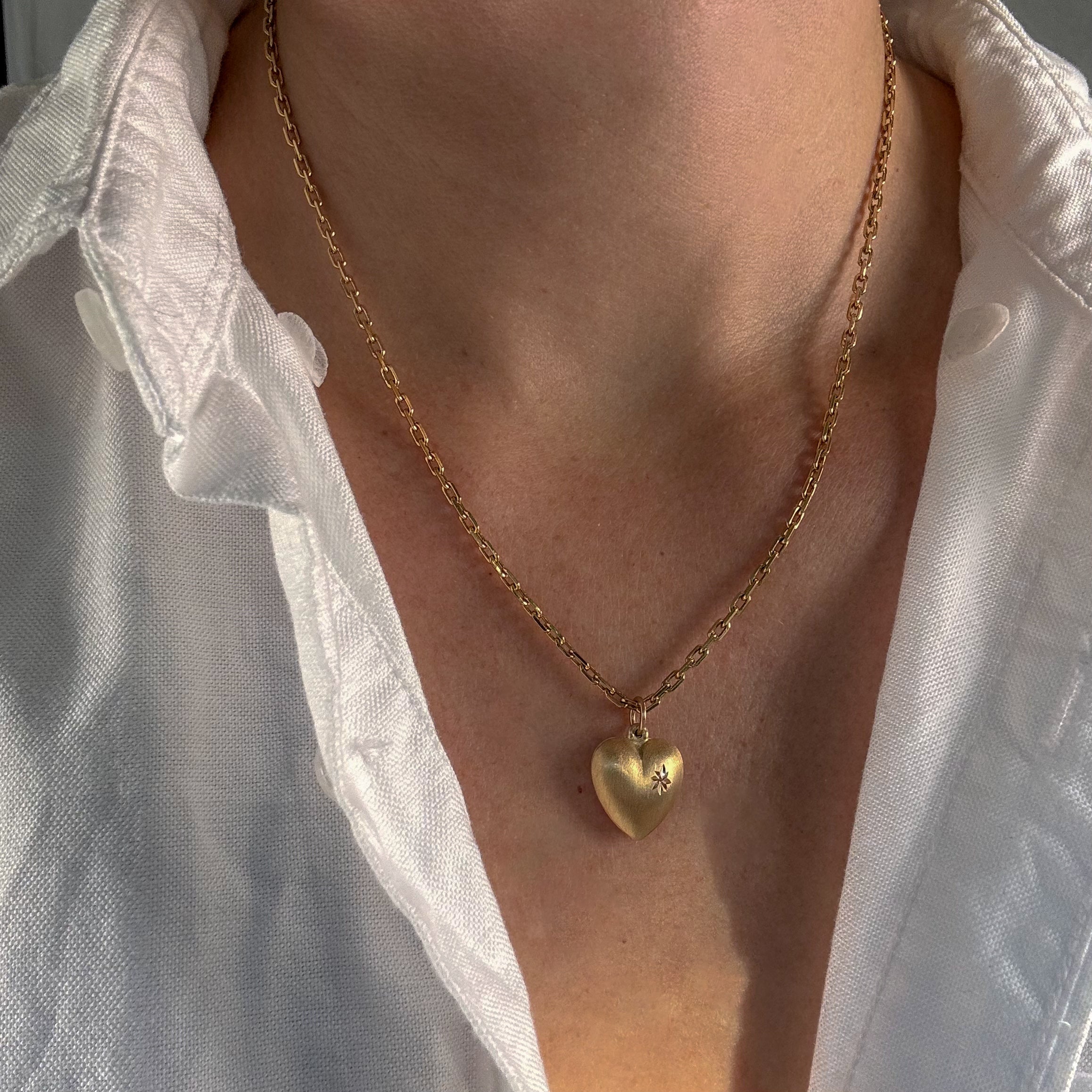Brushed Heart Pendant with Laser Cut Detail