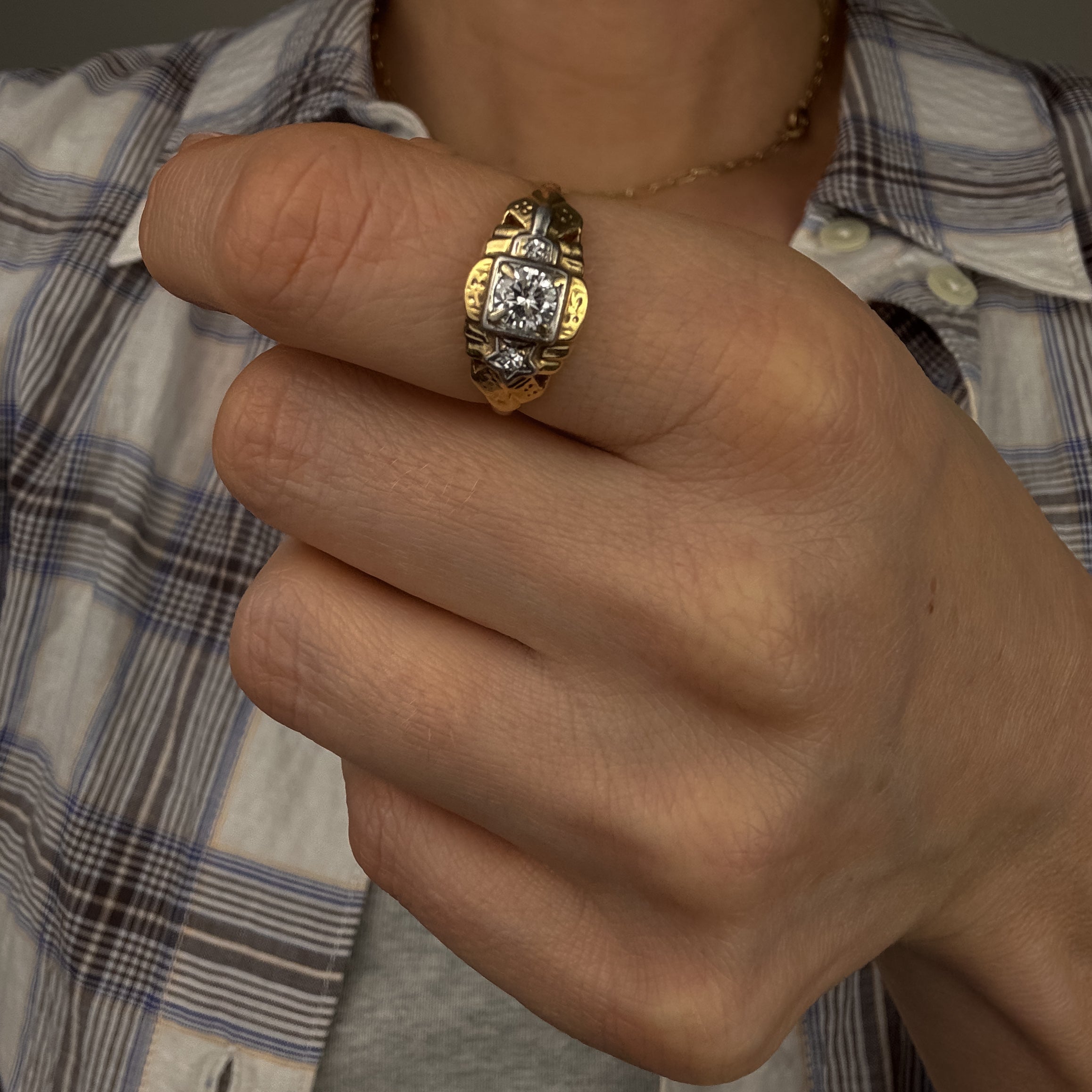 Diamond Star & Square Ring