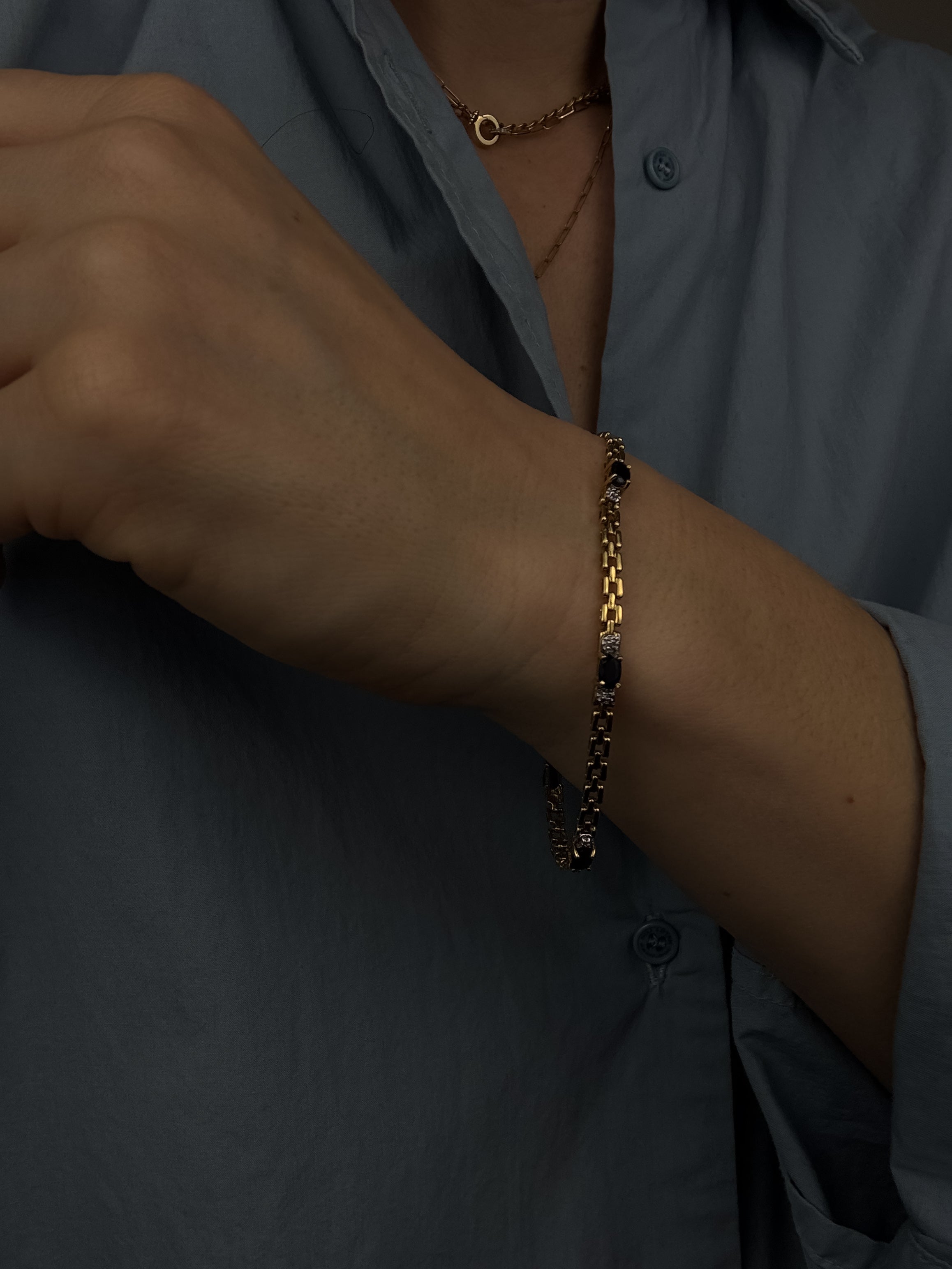7" Sapphire and Diamond Gatelink Bracelet