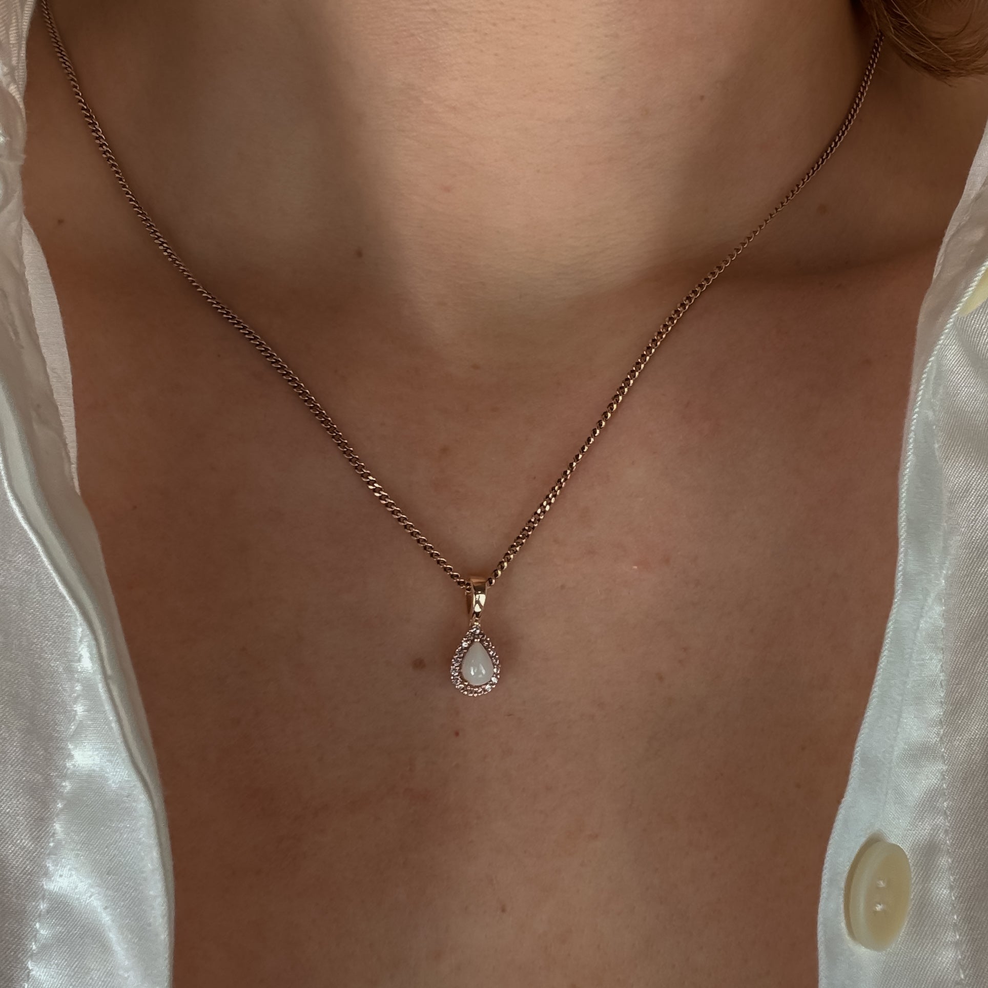 Marquise Opal and Diamond Charm