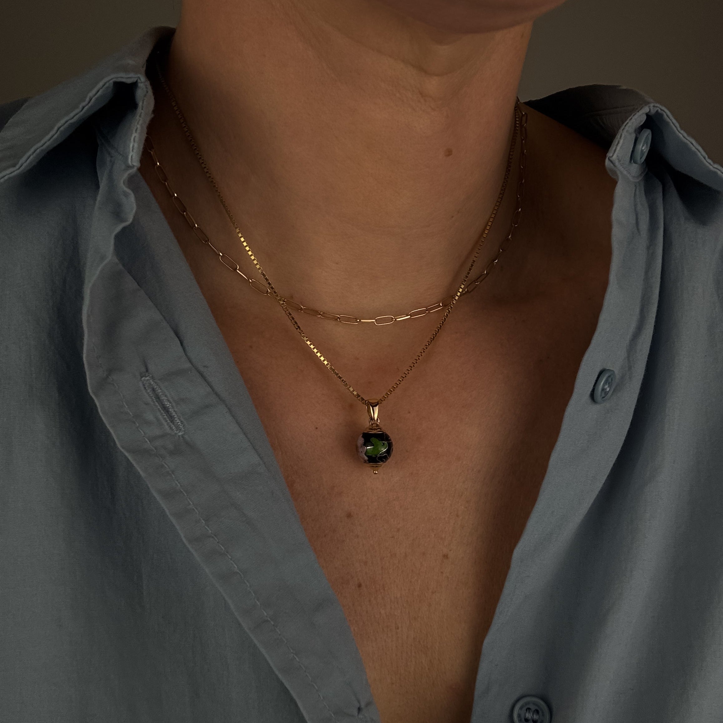 Floral Enamel Bead Pendant