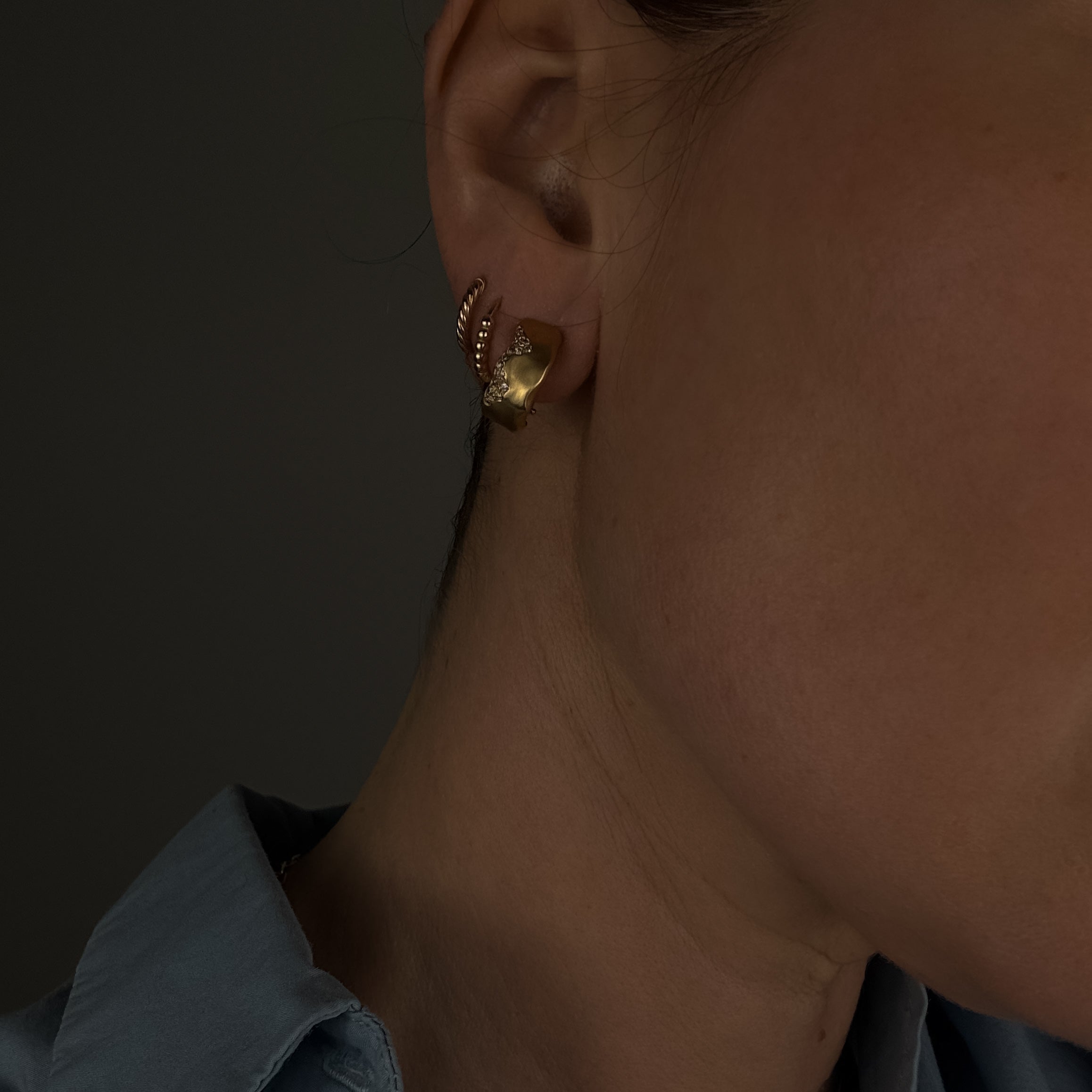 Organic Pavé Diamond Hoops