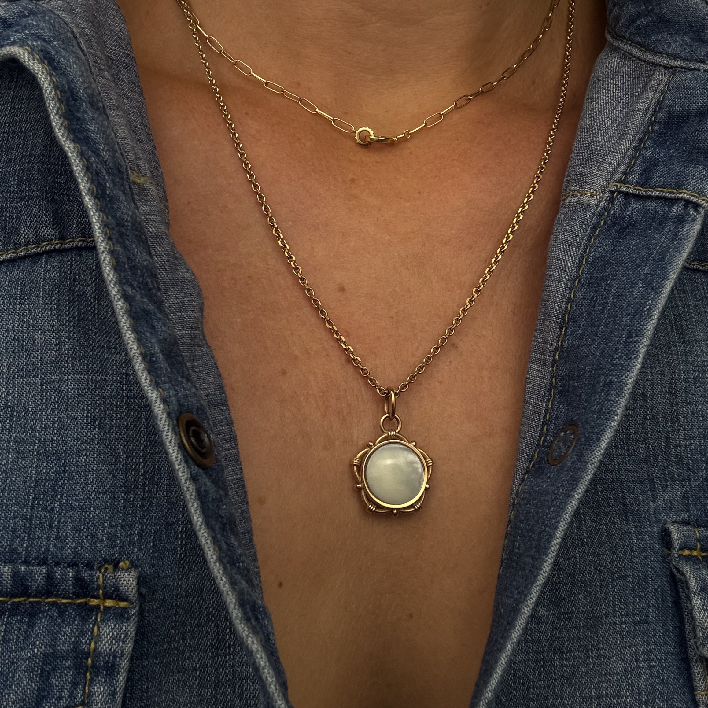 Bezel Set Mother of Pearl Pendant