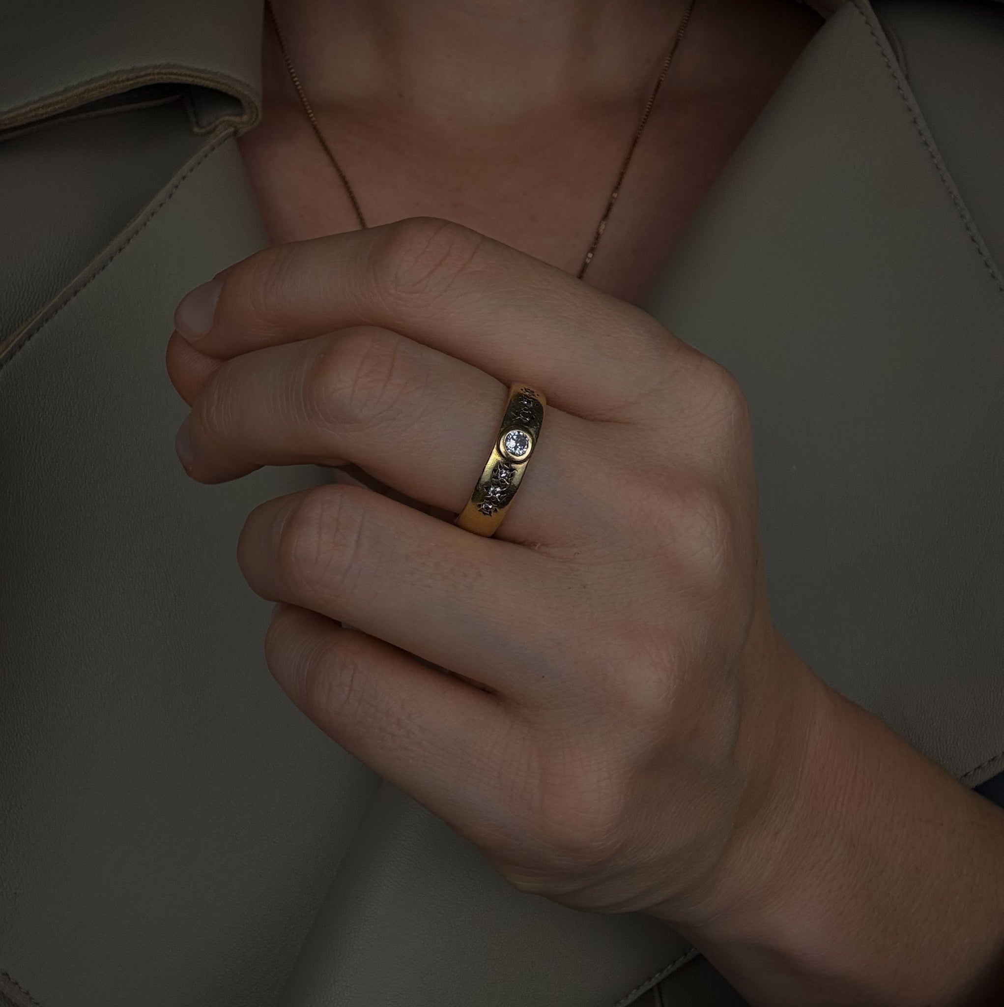 Bezel Set Old Mine Cut Diamond Band