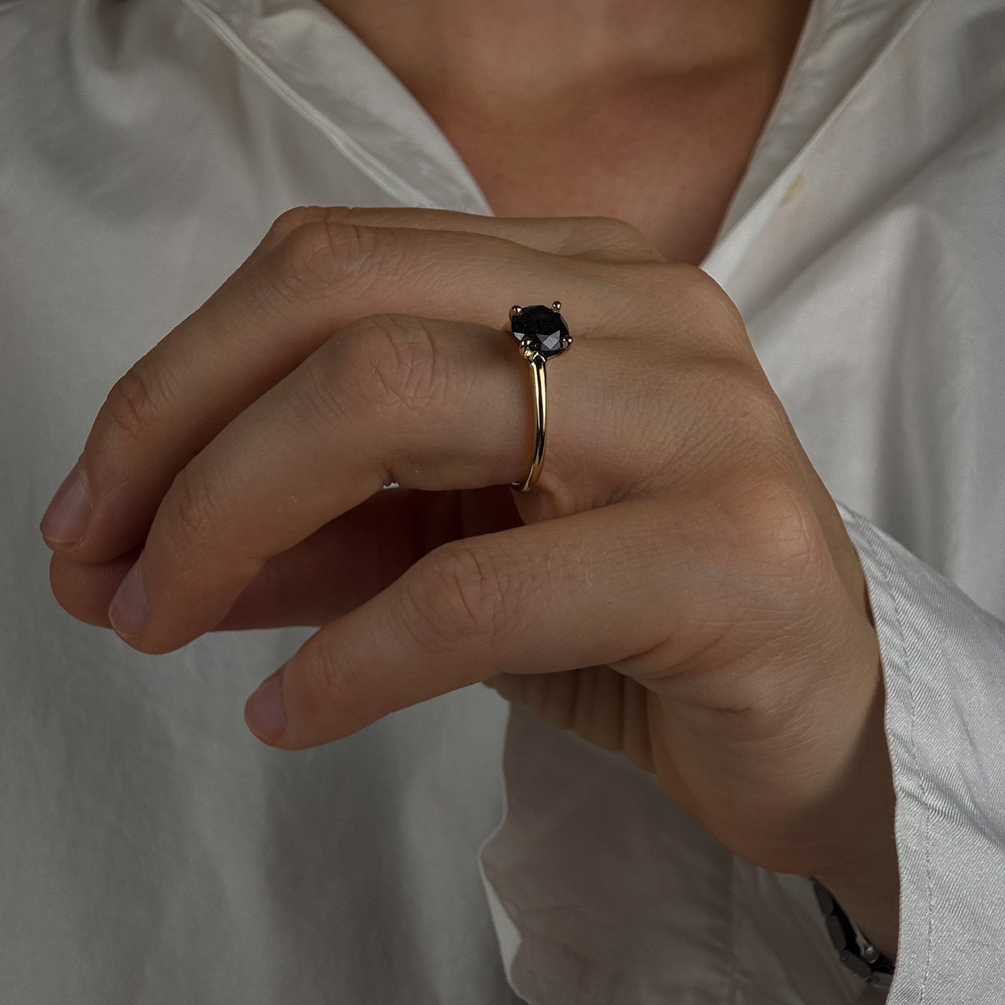 Black Diamond Solitaire Ring