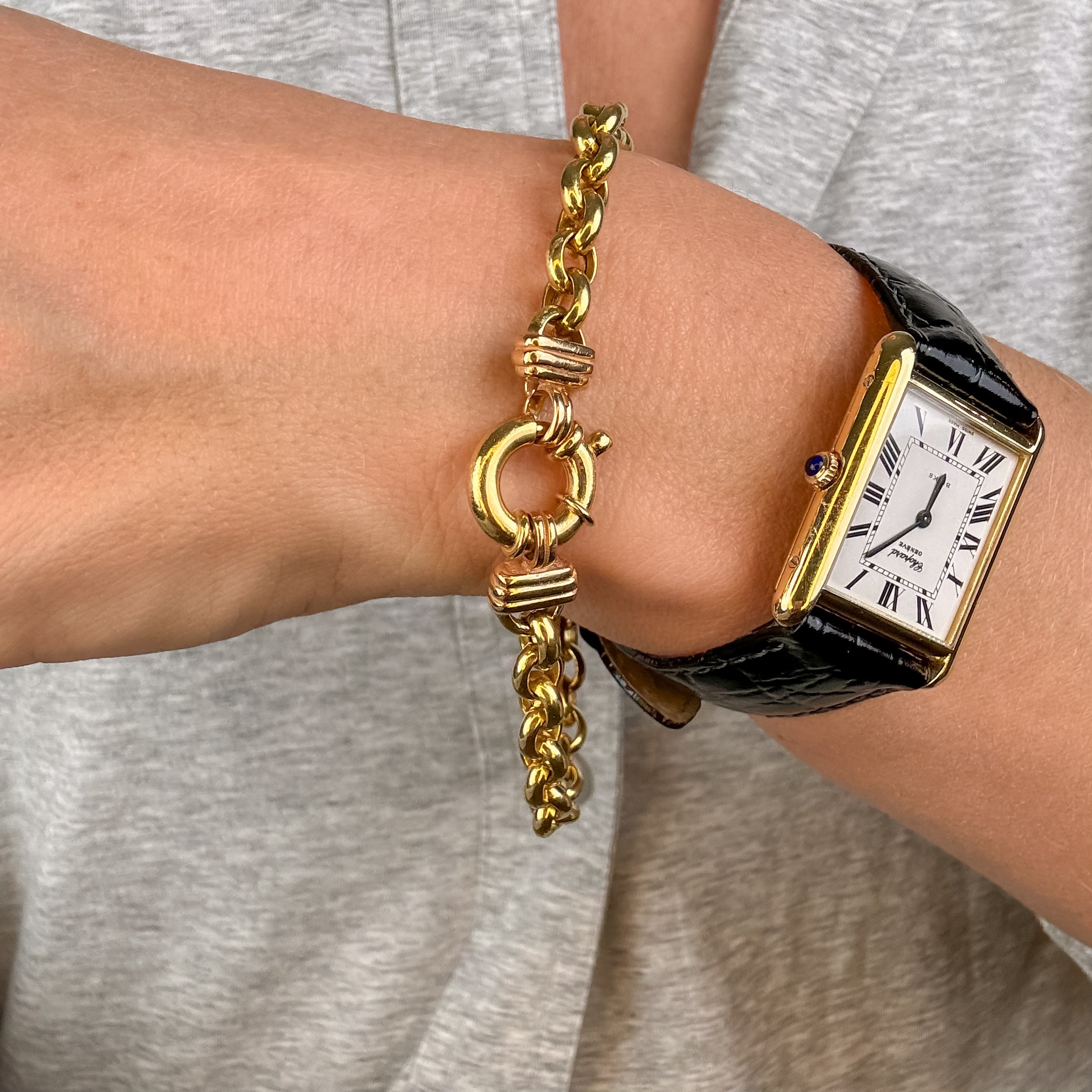 8" Fancy Clasp Rolo Chain Bracelet