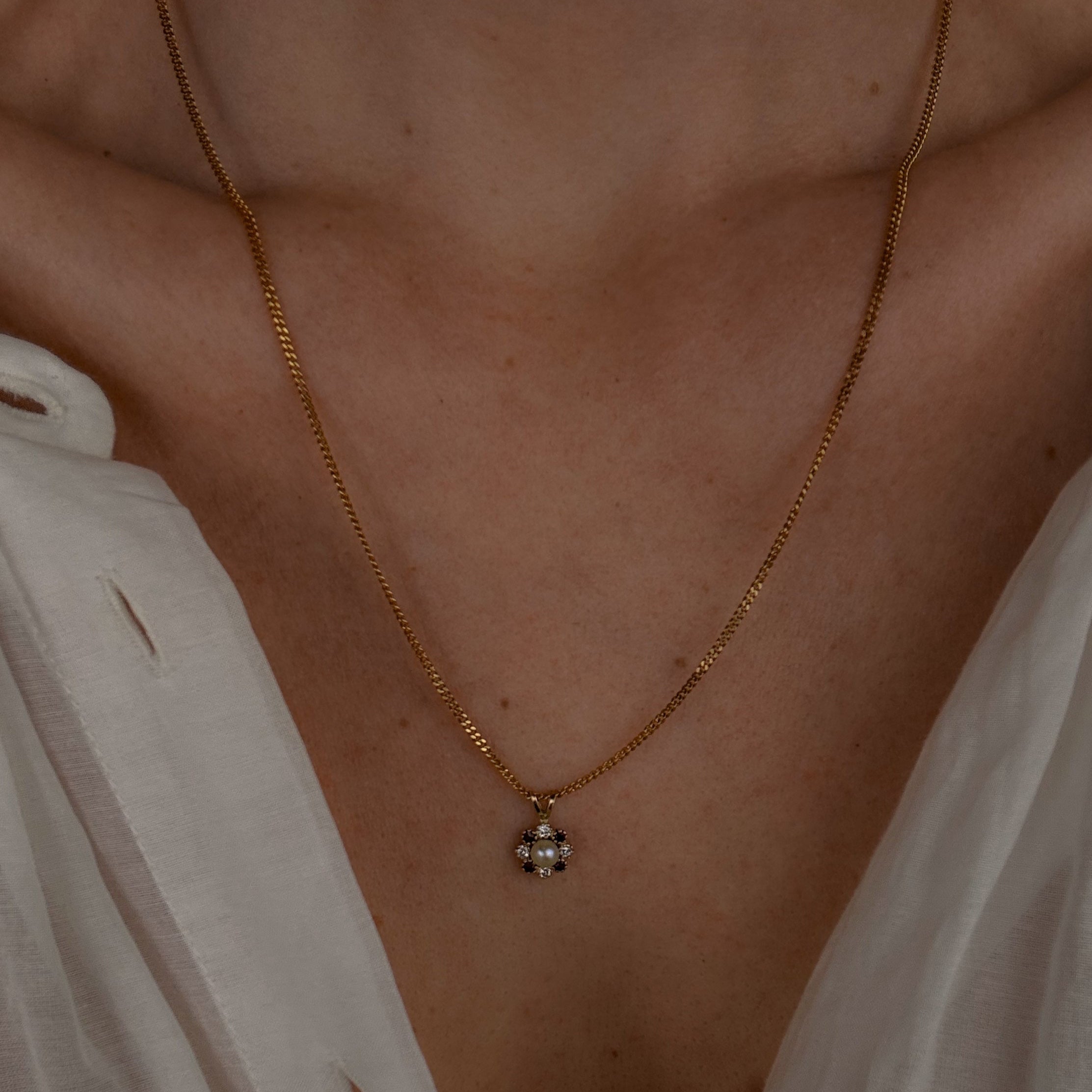 Ruby and Diamond Flower Charm