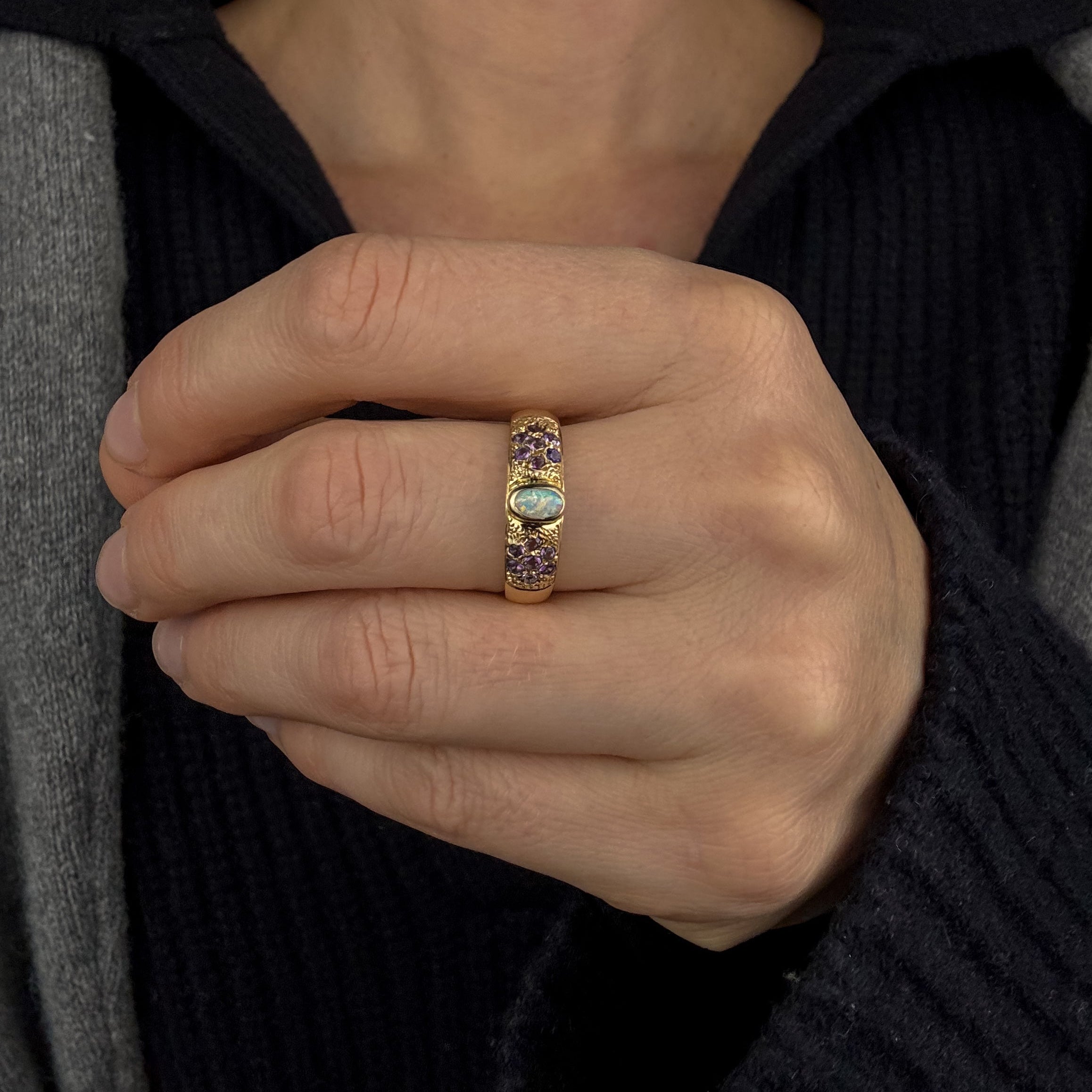 Opal and Amethyst Ring