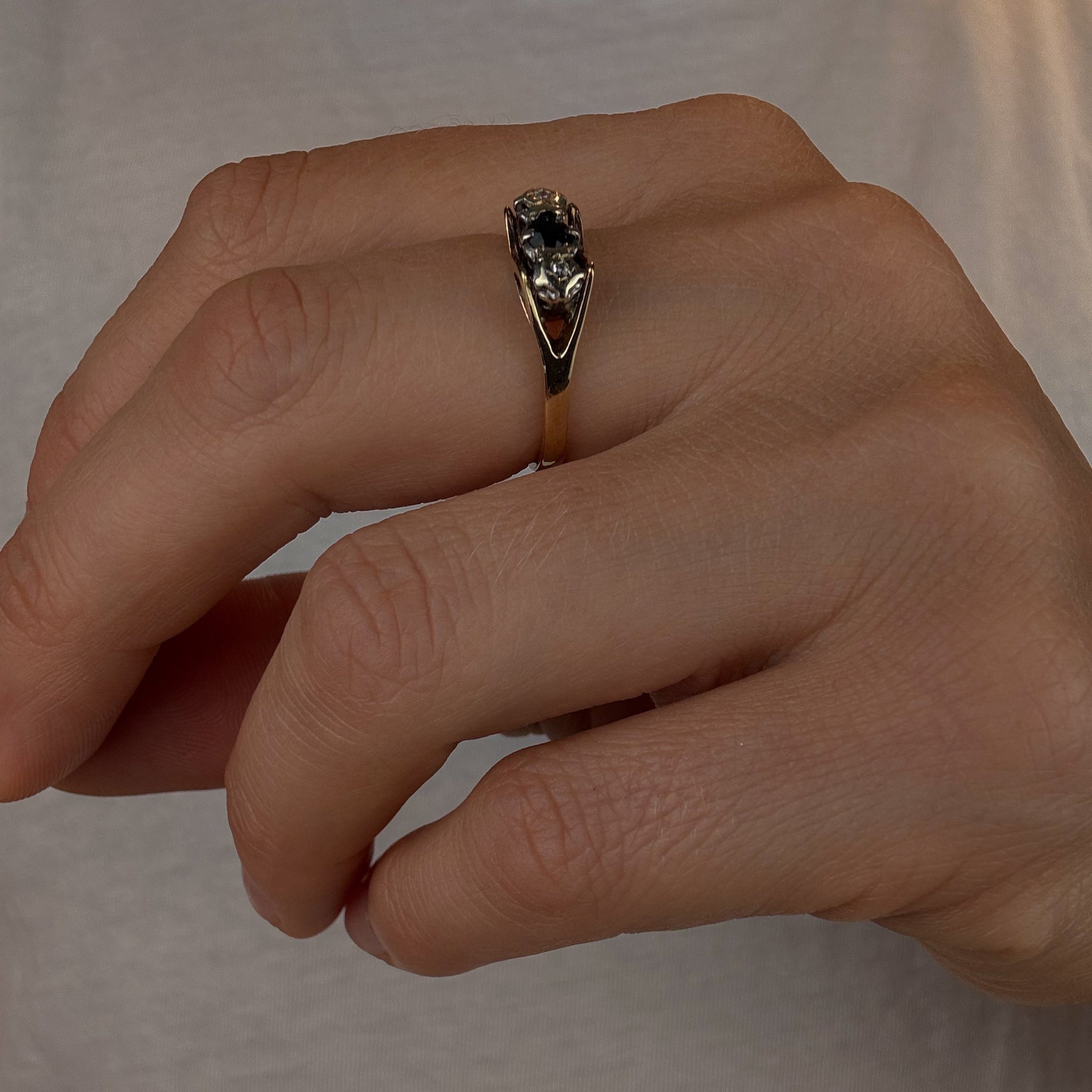 Antique Sapphire and Diamond Trilogy Ring