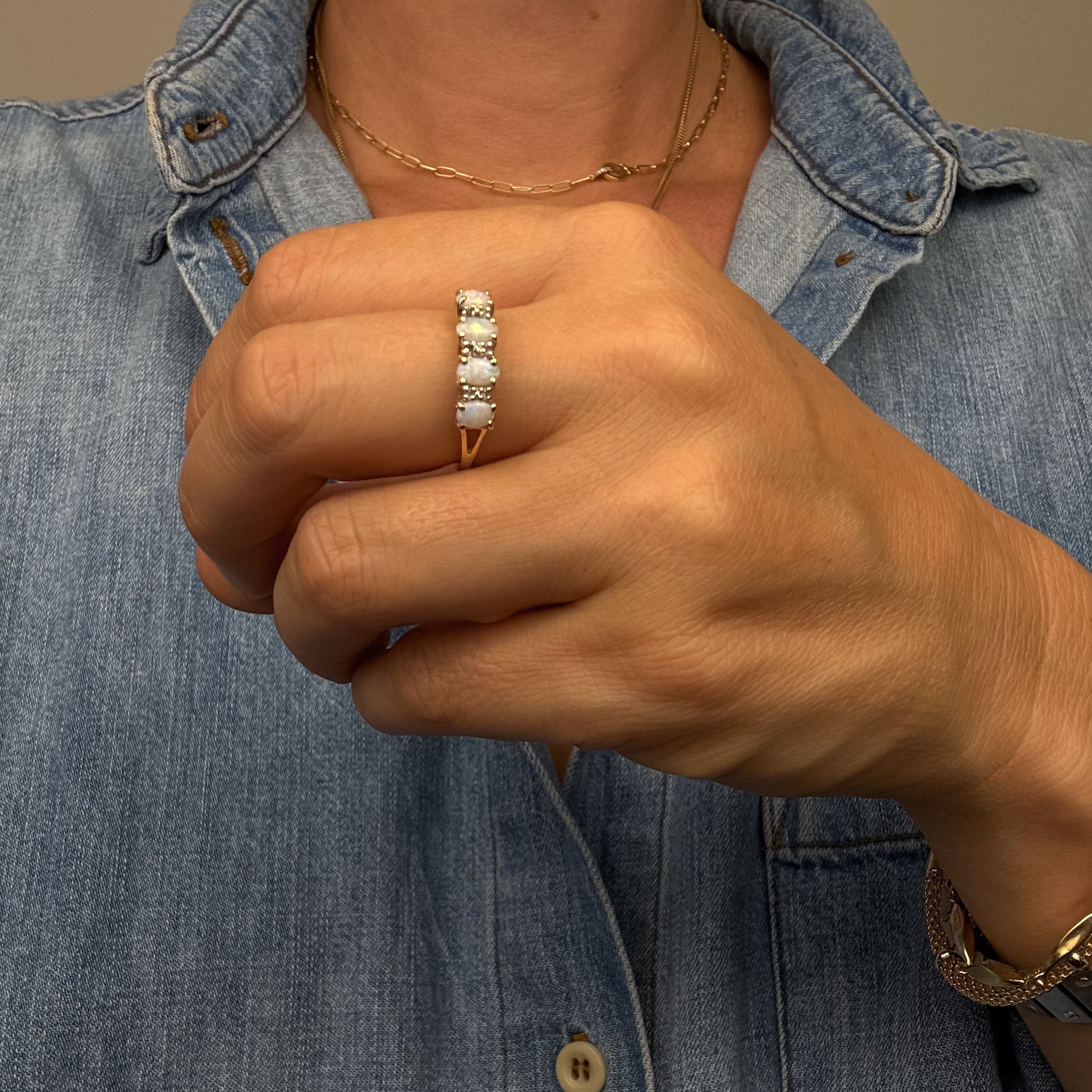 4 Opal and Diamond Band