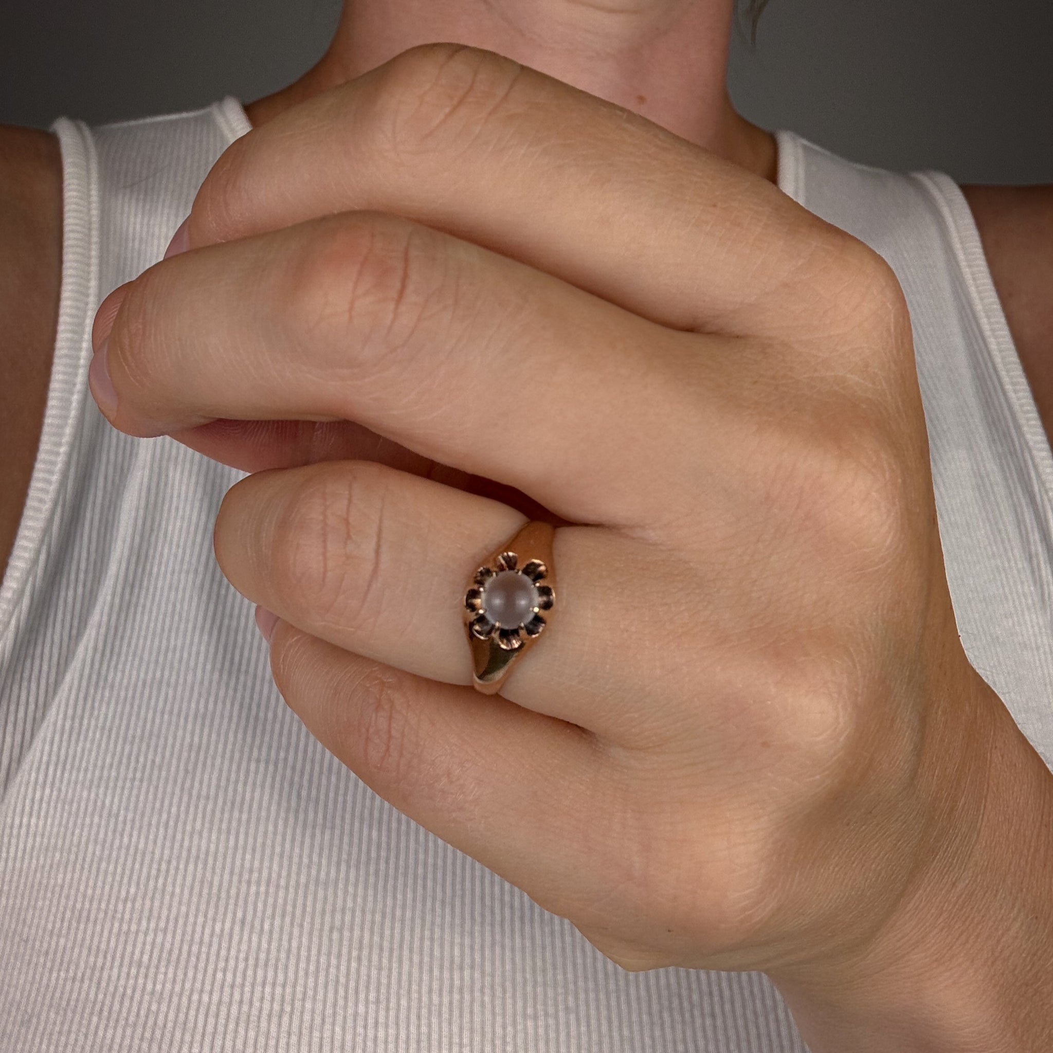 Moonstone Belcher Ring