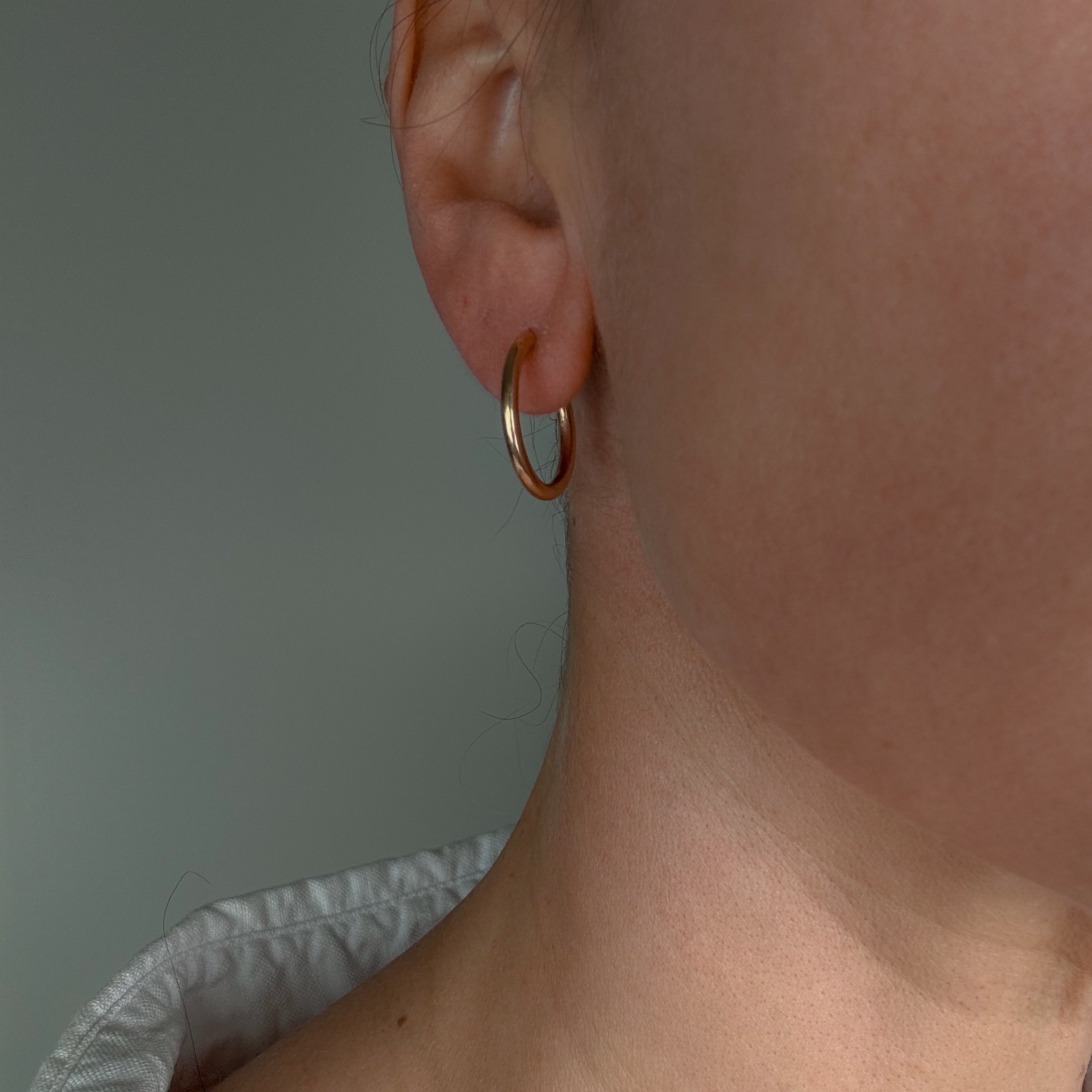 20 mm Tubular Gold Hoop Earrings