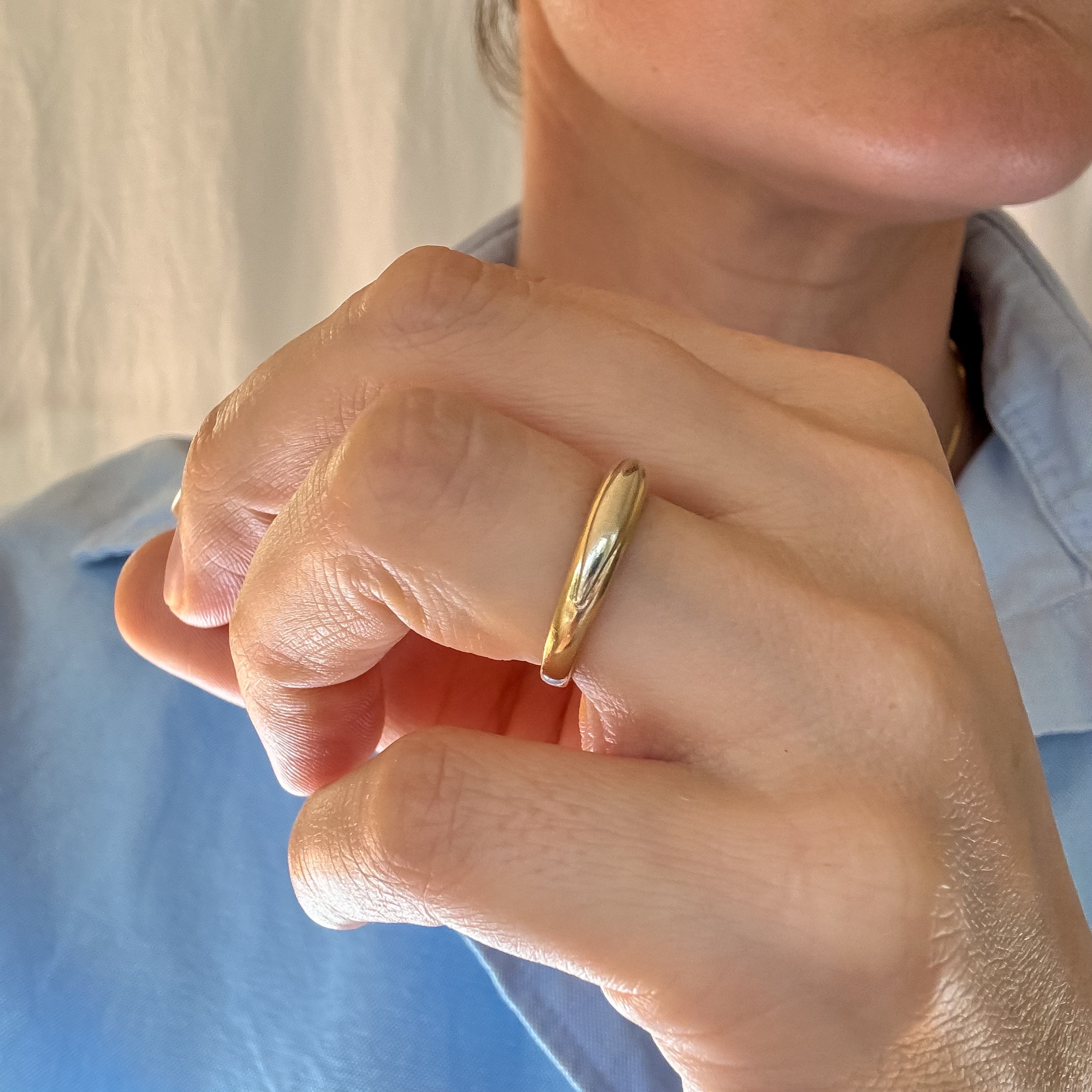 3.7 mm Two-Toned Domed Gold Band