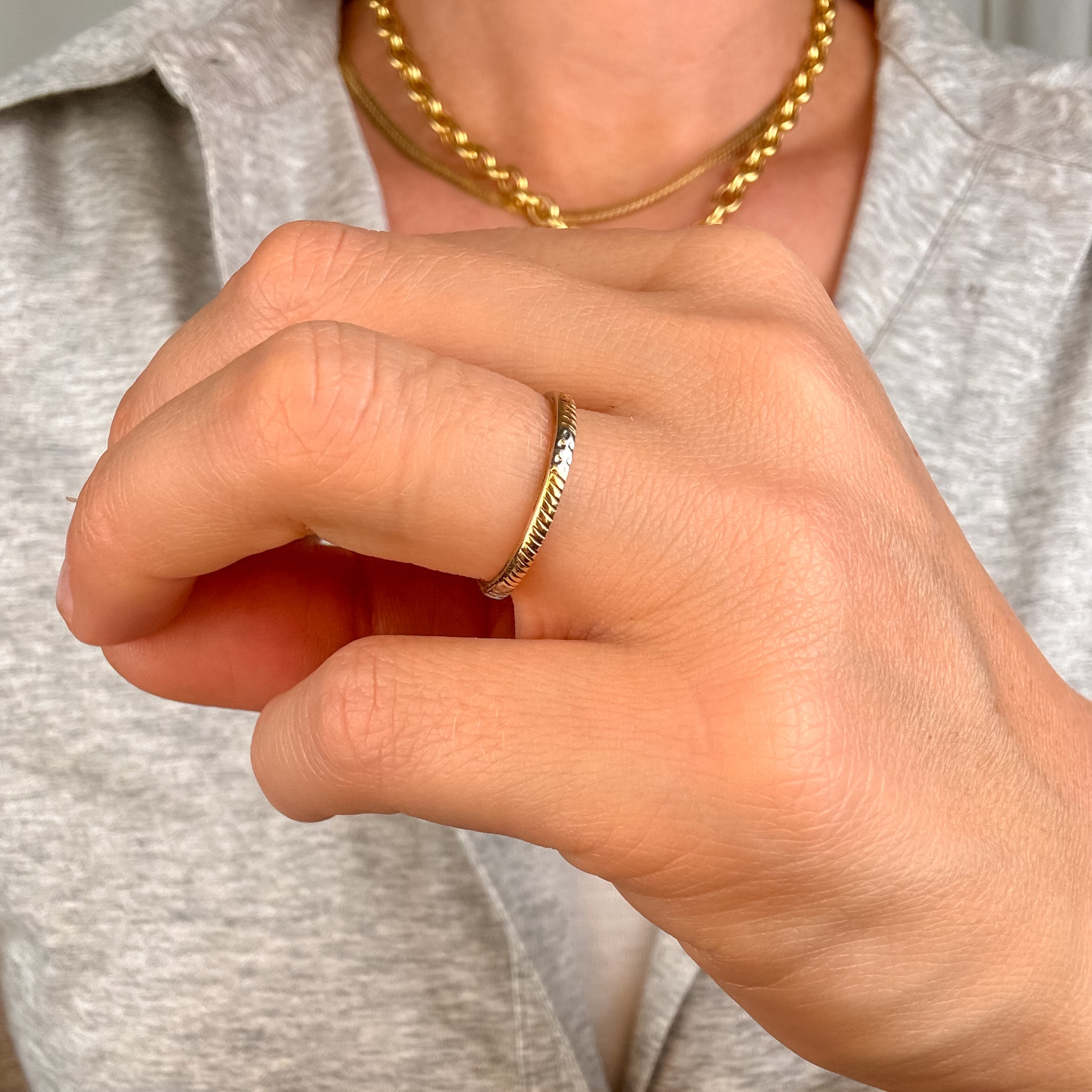 Two-Toned Orange Blossom Gold Band