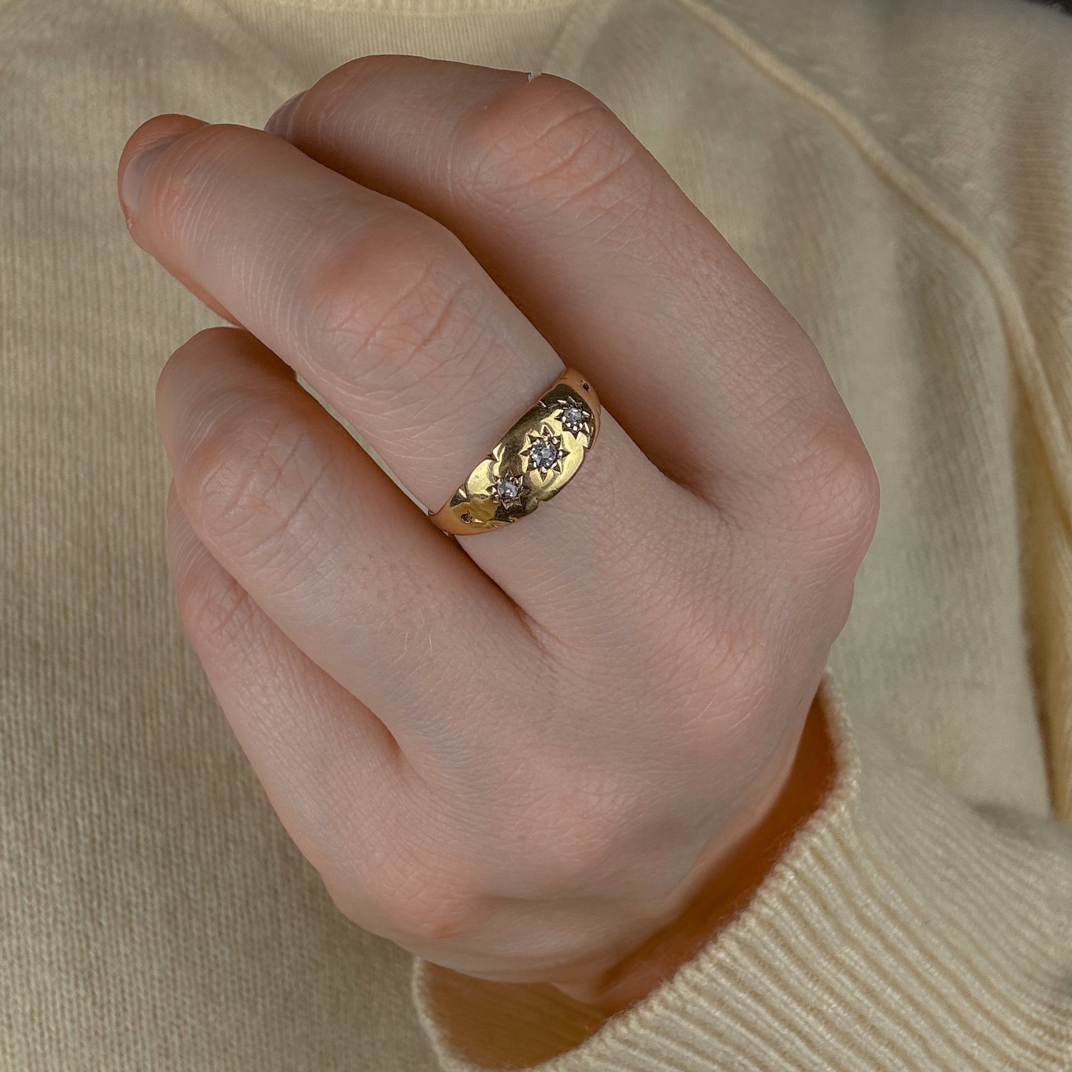 Antique Starburst Diamond Trilogy Ring