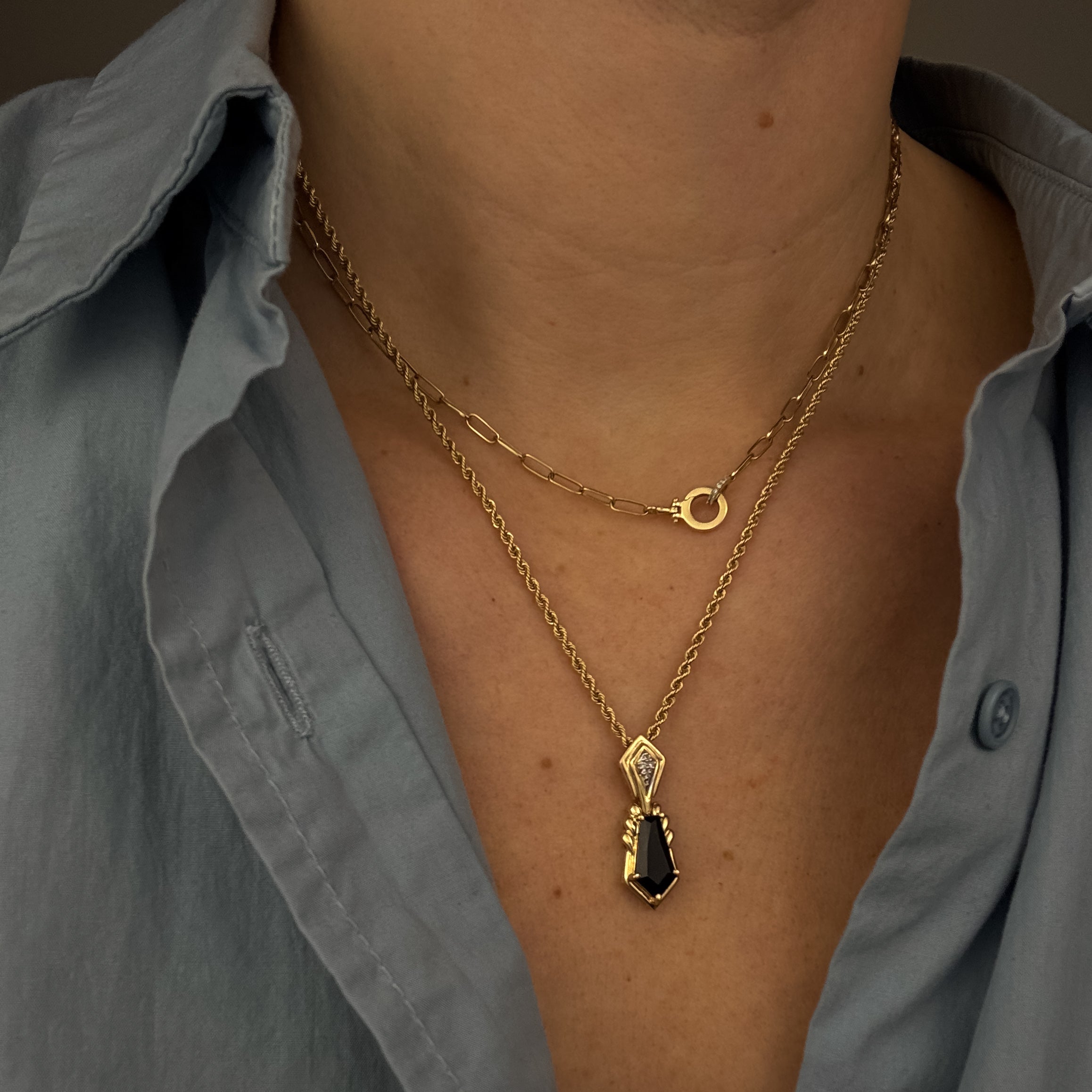 18" Onyx and Diamond Necklace
