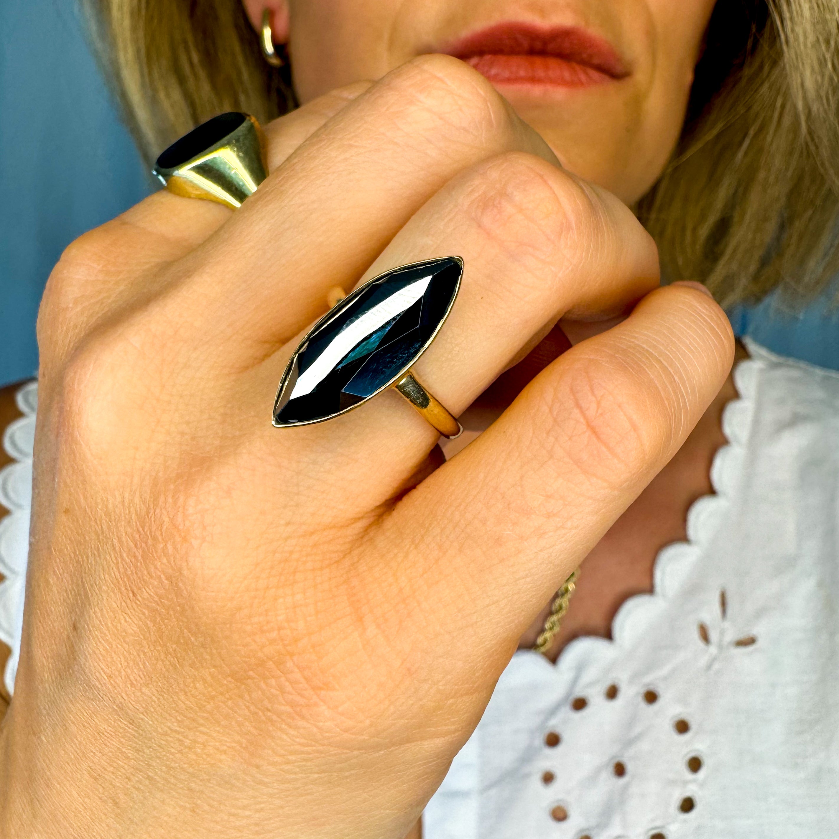Hematite Navette Ring